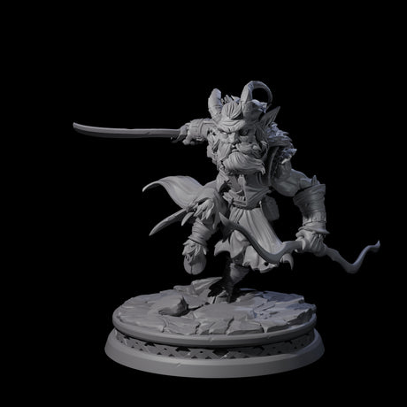 Charging Tiefling Elder Miniature for Dungeons and Dragons, Pathfinder or other TTRPGs