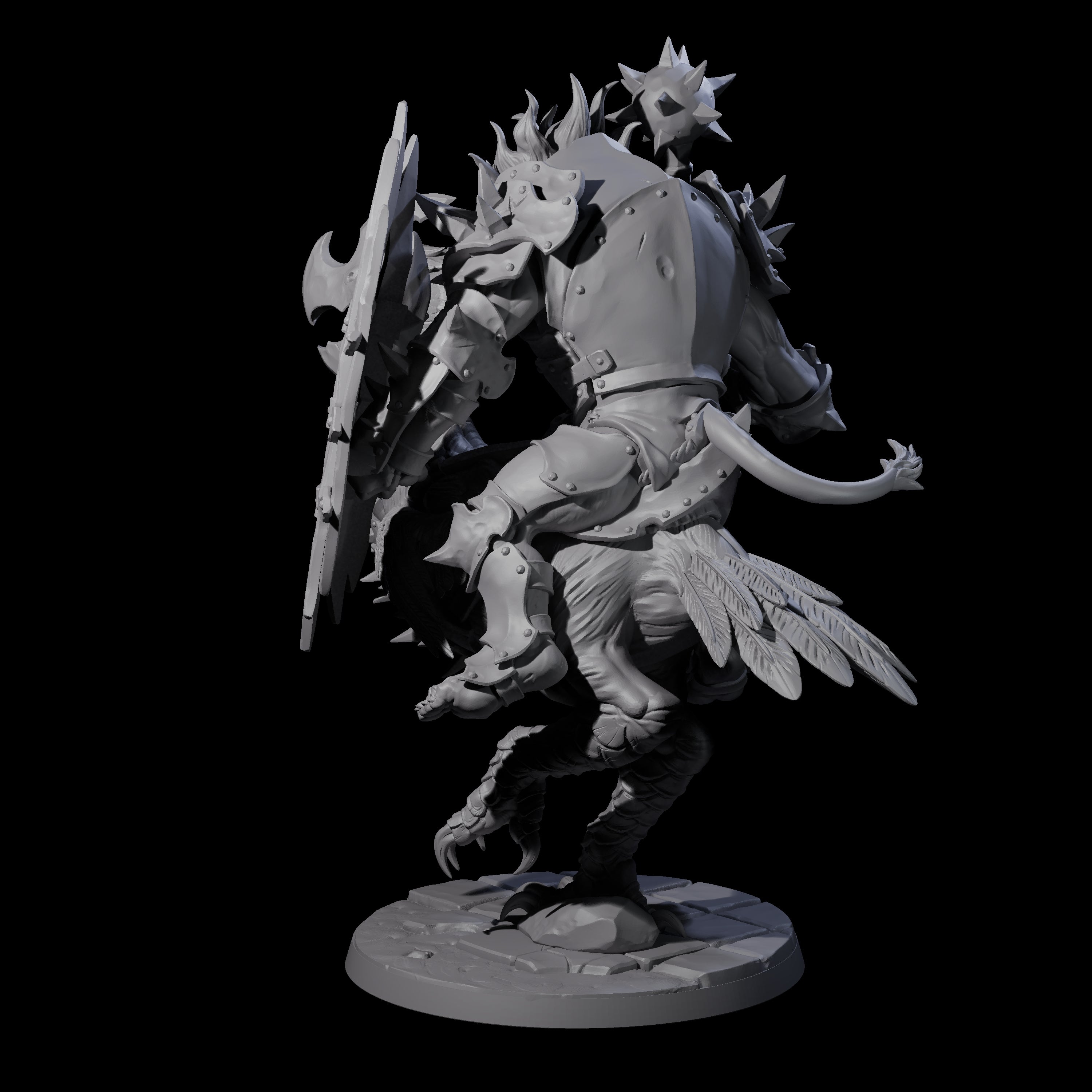 Charging Troll Rider on Axe Beak A Miniature for Dungeons and Dragons, Pathfinder or other TTRPGs