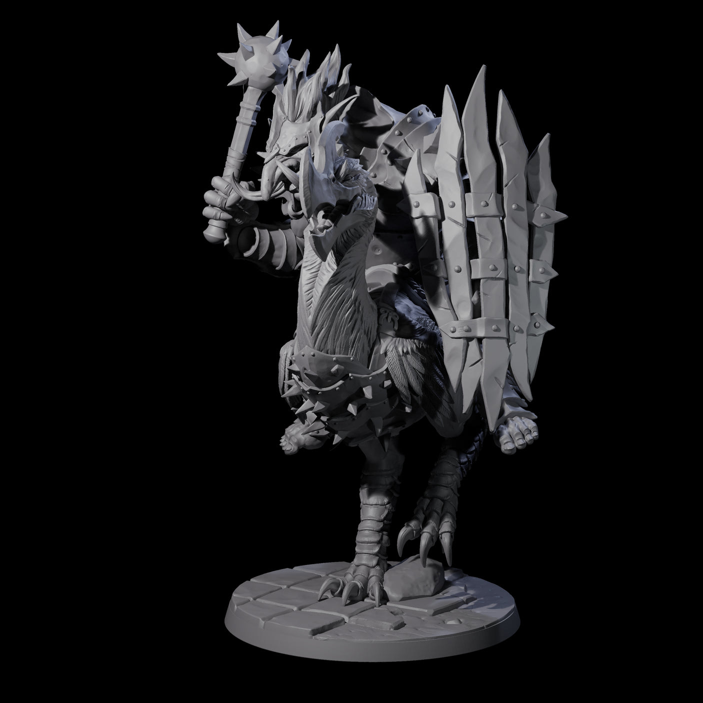 Charging Troll Rider on Axe Beak A Miniature for Dungeons and Dragons, Pathfinder or other TTRPGs