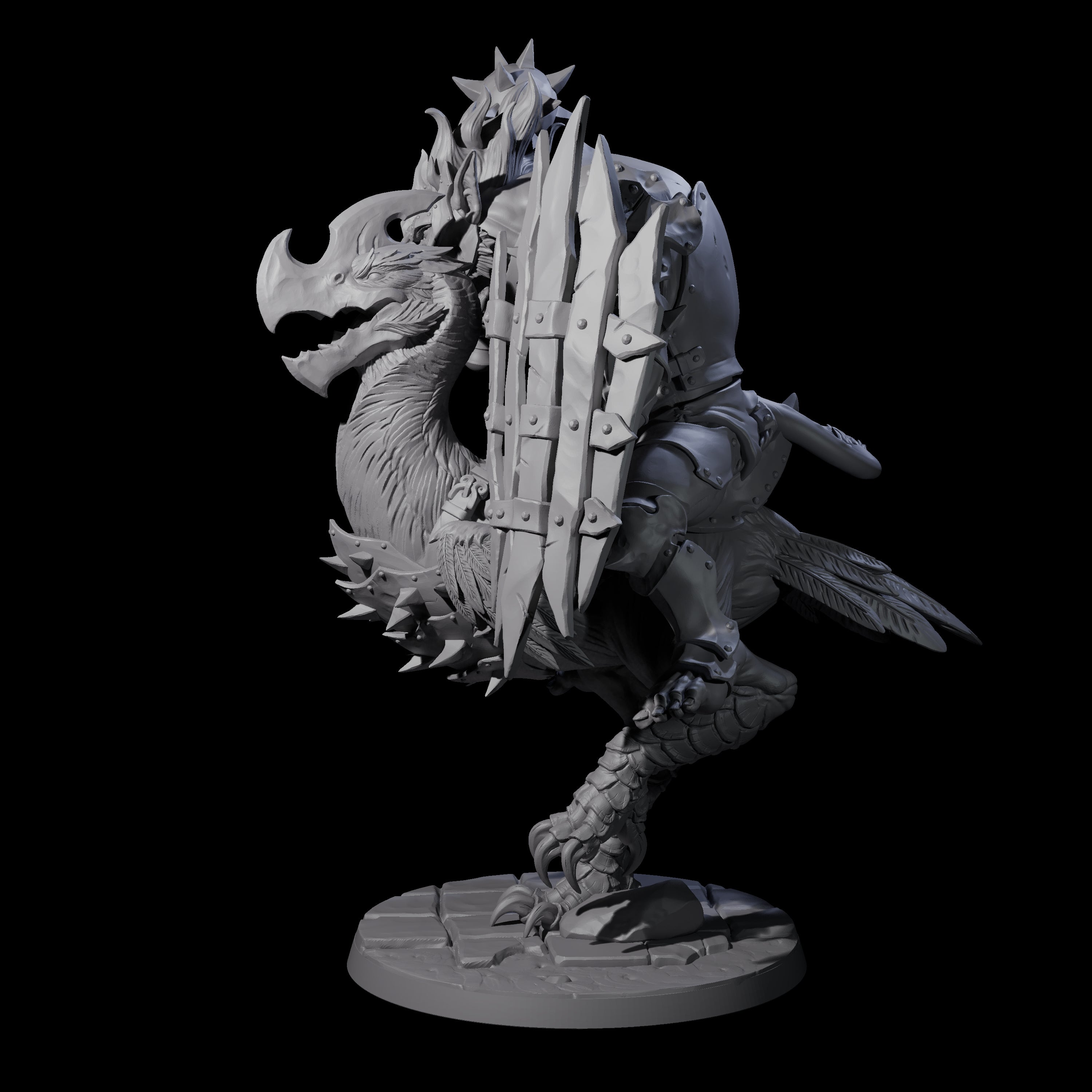 Charging Troll Rider on Axe Beak A Miniature for Dungeons and Dragons, Pathfinder or other TTRPGs