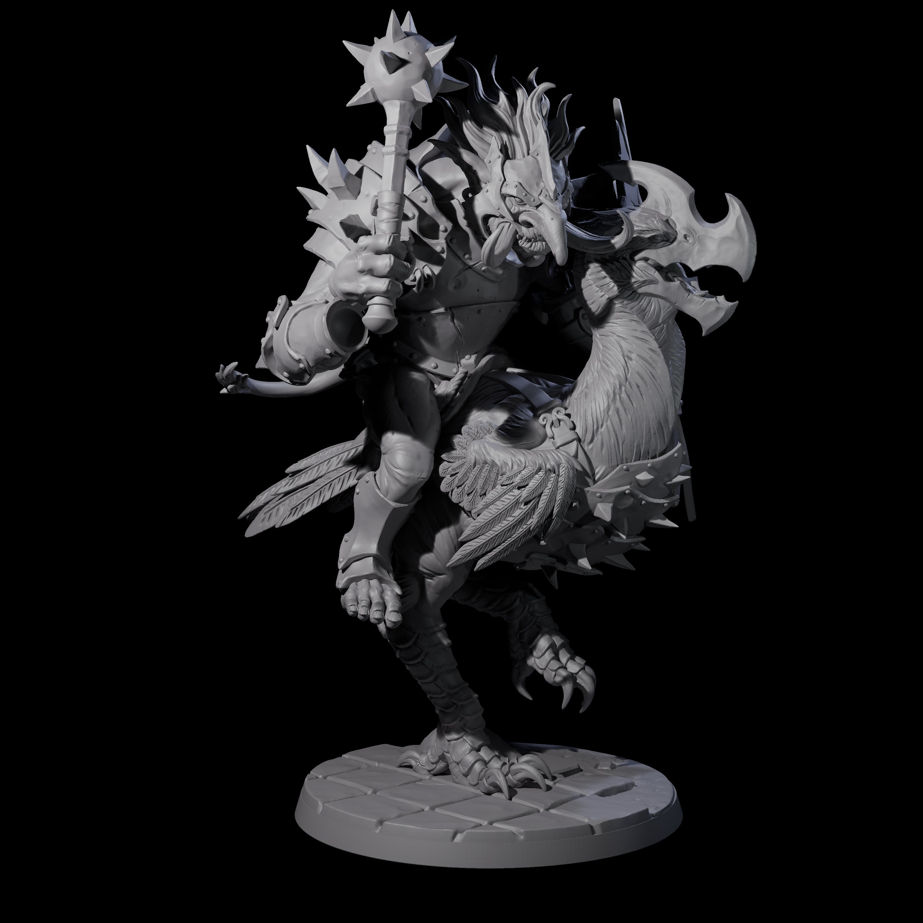 Charging Troll Rider on Axe Beak A Miniature for Dungeons and Dragons, Pathfinder or other TTRPGs