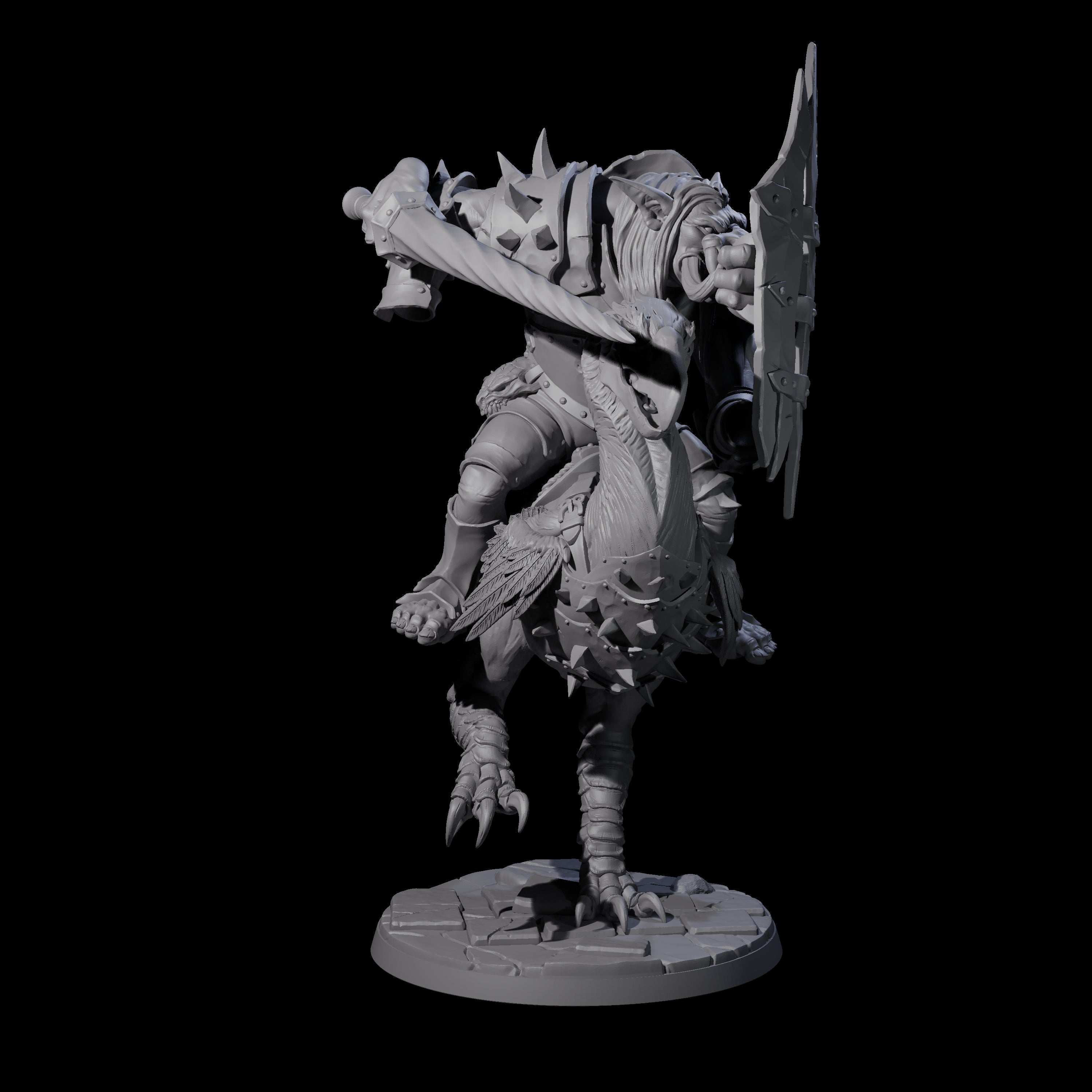 Charging Troll Rider on Axe Beak B Miniature for Dungeons and Dragons, Pathfinder or other TTRPGs