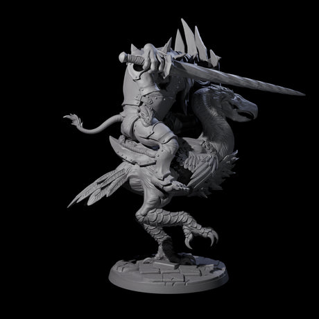 Charging Troll Rider on Axe Beak B Miniature for Dungeons and Dragons, Pathfinder or other TTRPGs