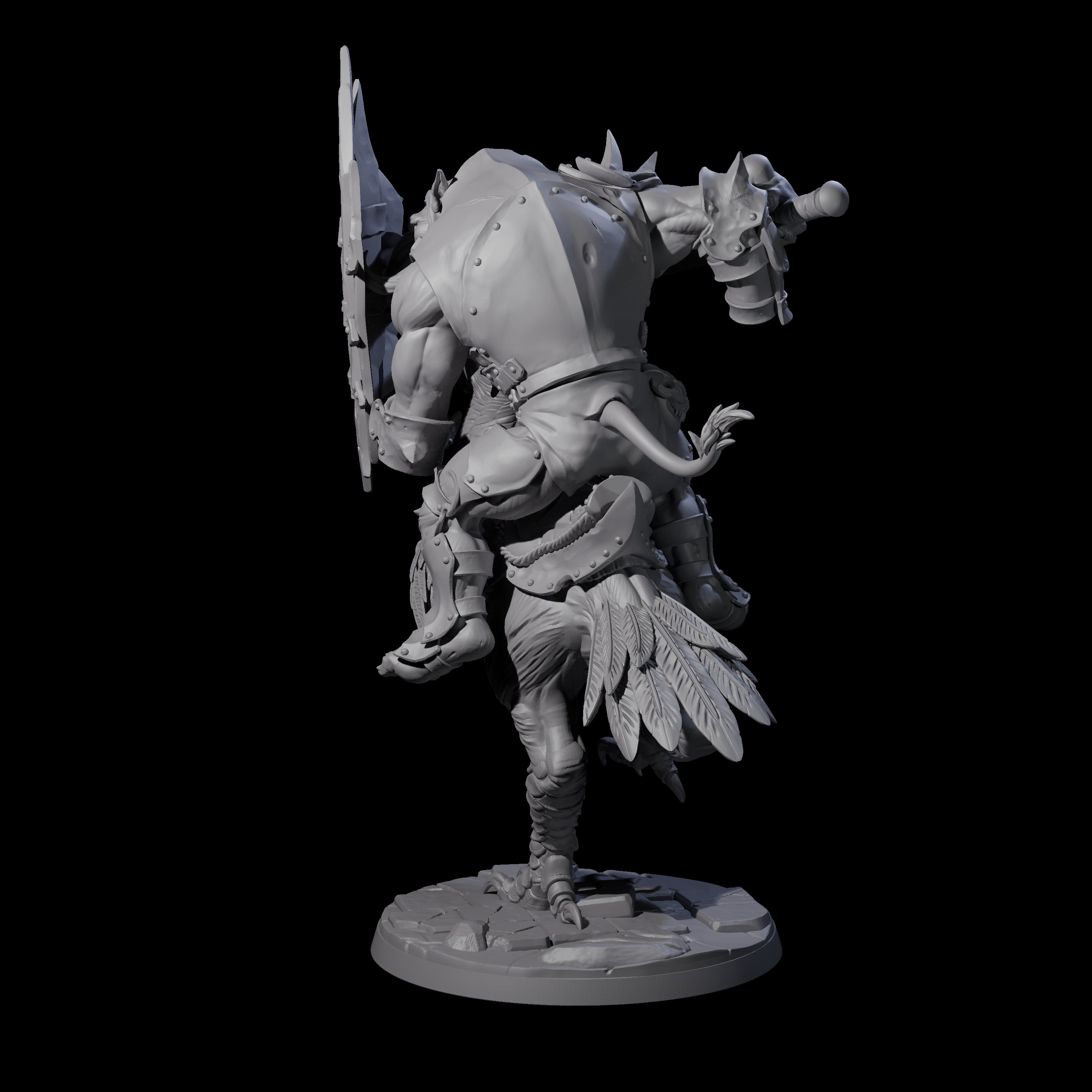 Charging Troll Rider on Axe Beak B Miniature for Dungeons and Dragons, Pathfinder or other TTRPGs