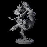 Charging Troll Rider on Axe Beak C Miniature for Dungeons and Dragons, Pathfinder or other TTRPGs