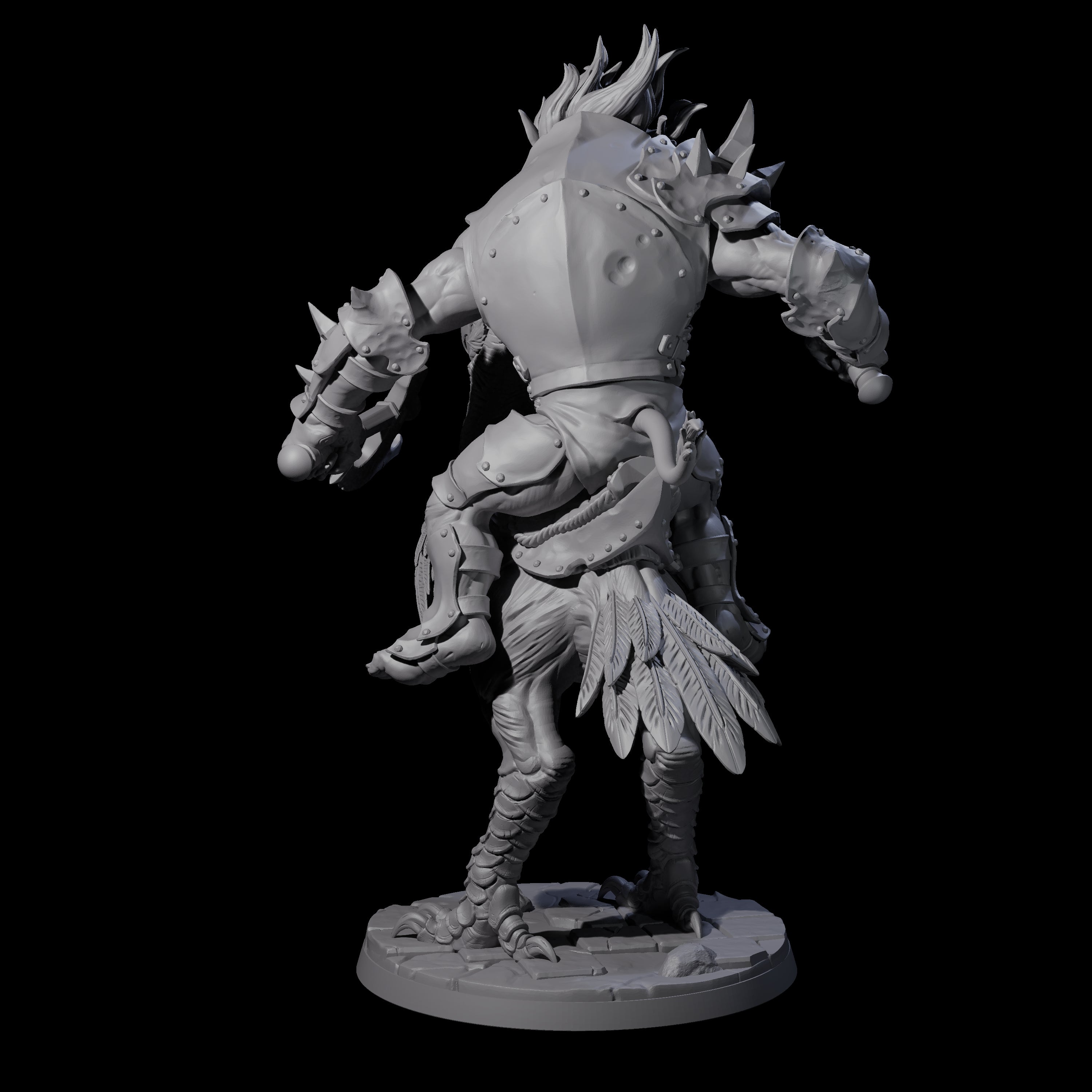 Charging Troll Rider on Axe Beak C Miniature for Dungeons and Dragons, Pathfinder or other TTRPGs