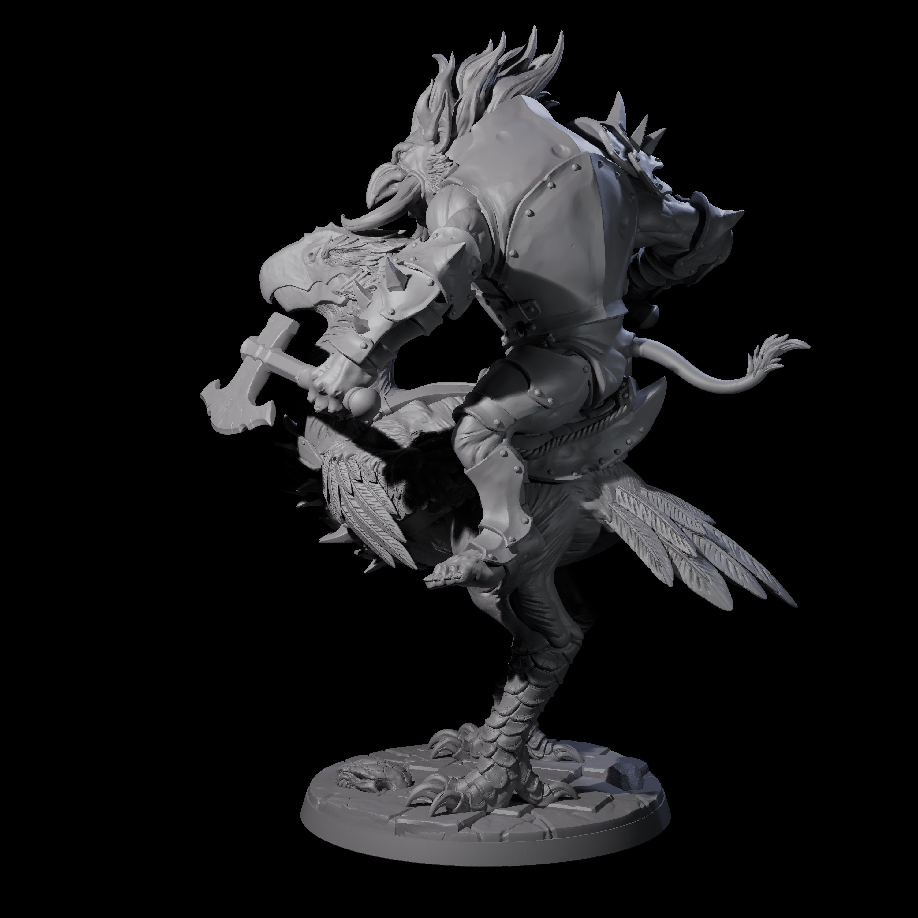 Charging Troll Rider on Axe Beak C Miniature for Dungeons and Dragons, Pathfinder or other TTRPGs