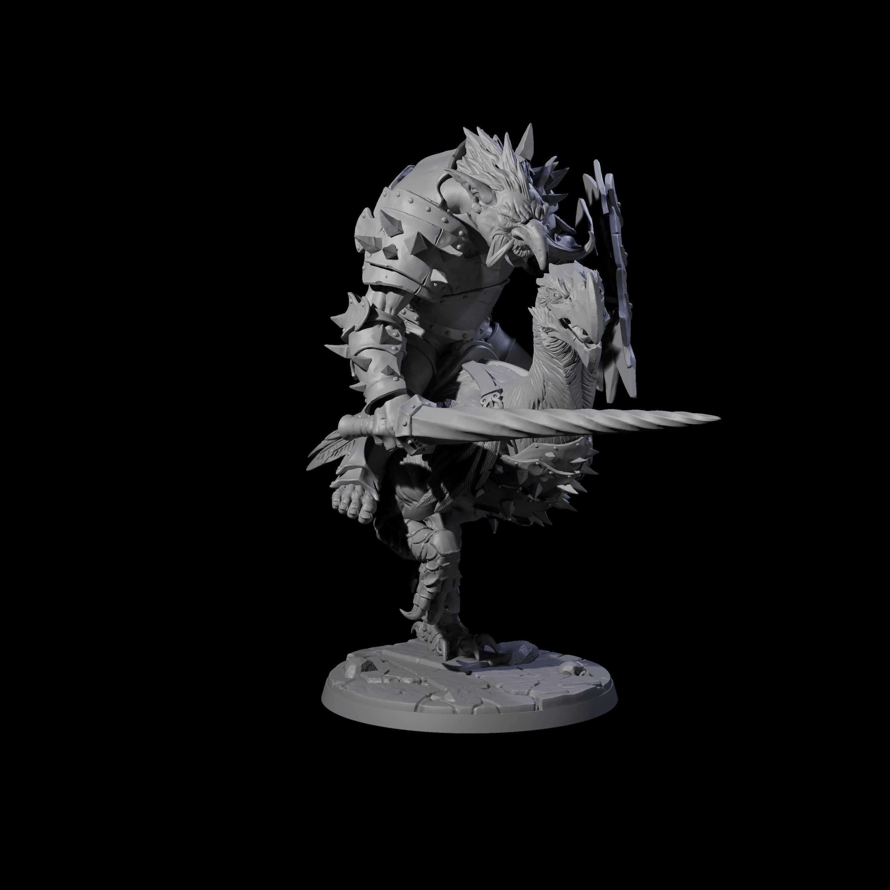 Charging Troll Rider on Axe Beak D Miniature for Dungeons and Dragons, Pathfinder or other TTRPGs