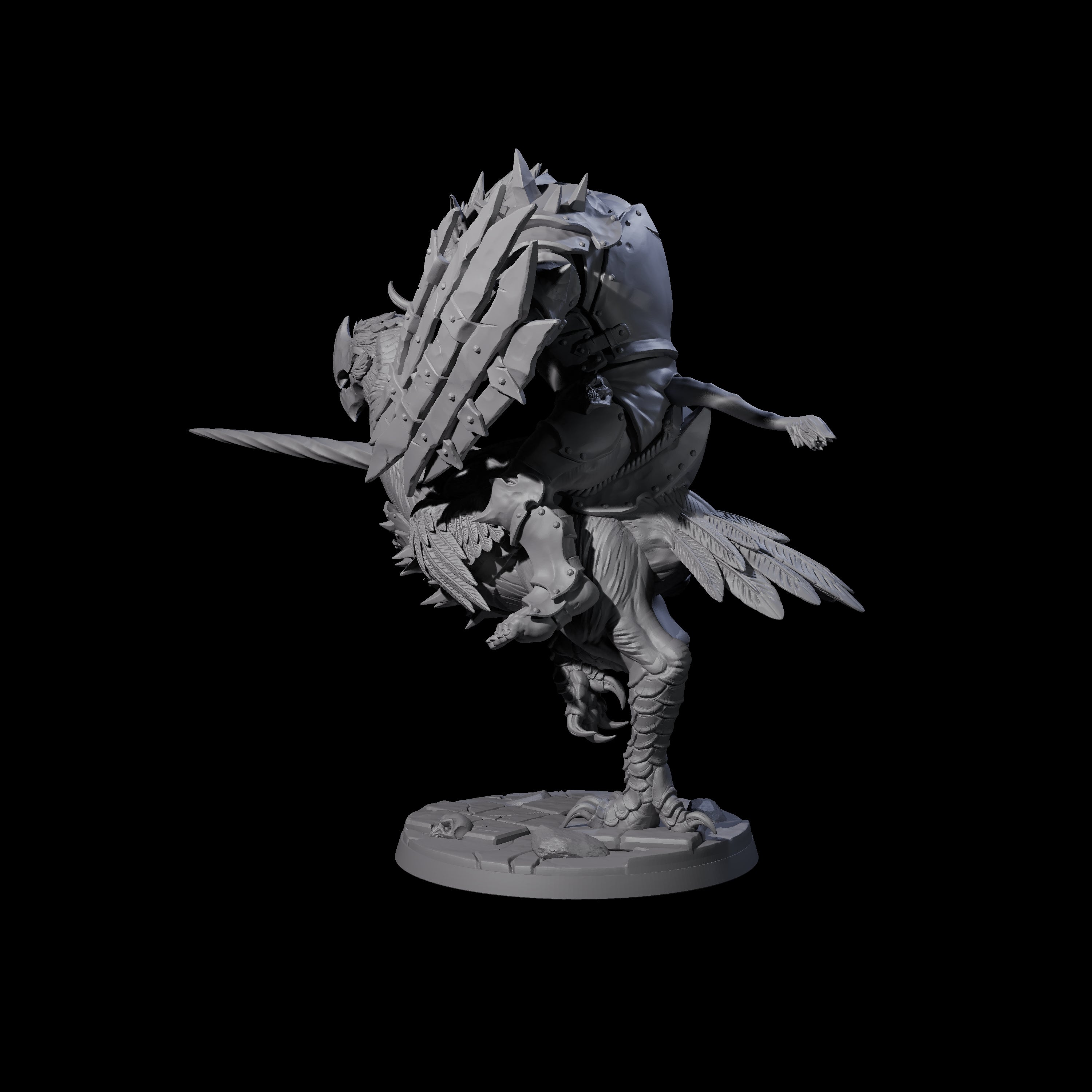 Charging Troll Rider on Axe Beak D Miniature for Dungeons and Dragons, Pathfinder or other TTRPGs