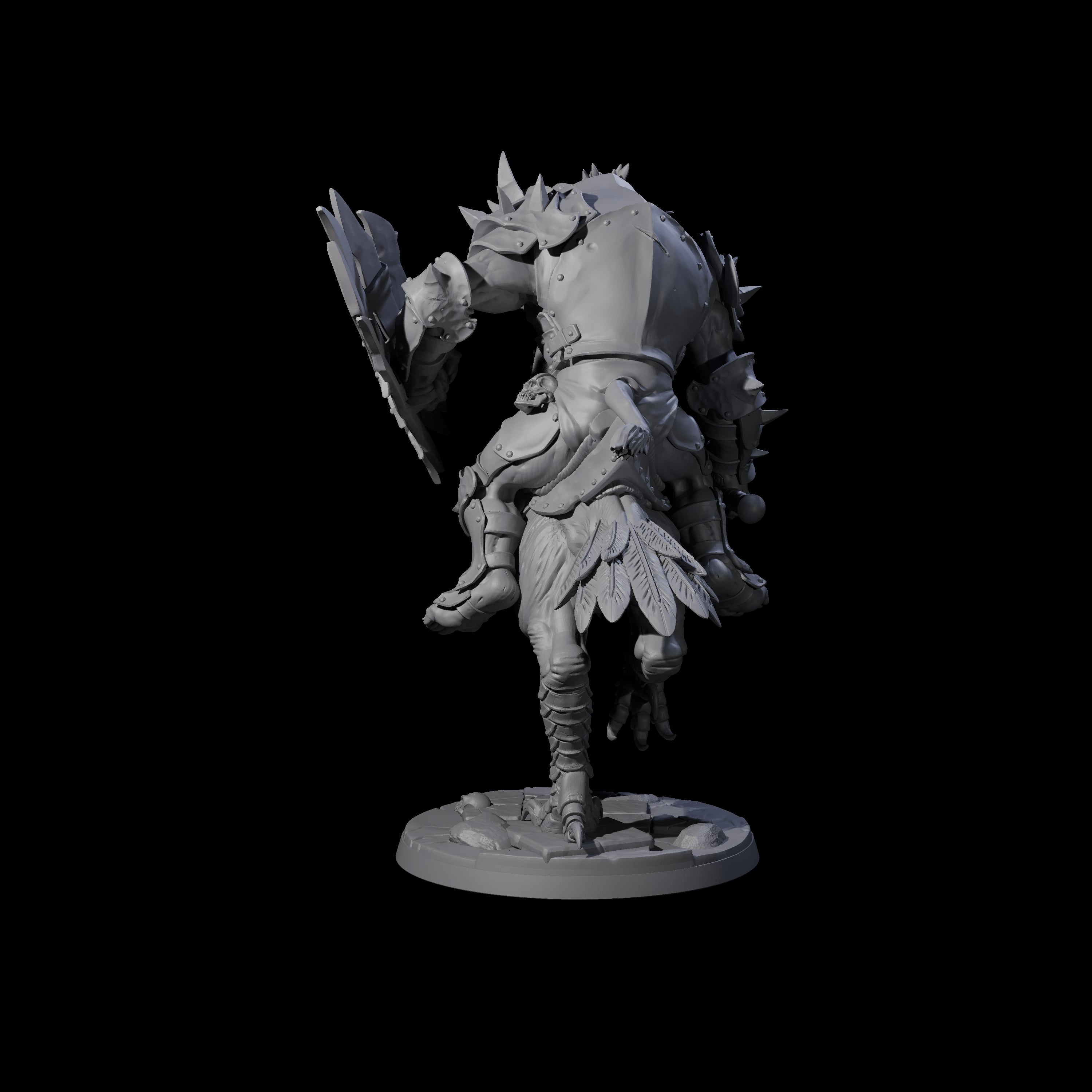 Charging Troll Rider on Axe Beak D Miniature for Dungeons and Dragons, Pathfinder or other TTRPGs