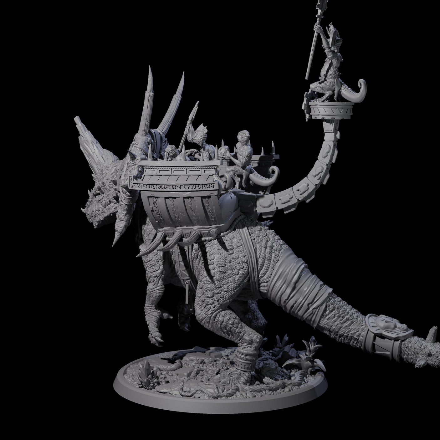 Charging War Triceratops Miniature for Dungeons and Dragons, Pathfinder or other TTRPGs