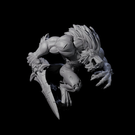 Charging Werewolf Miniature for Dungeons and Dragons, Pathfinder or other TTRPGs