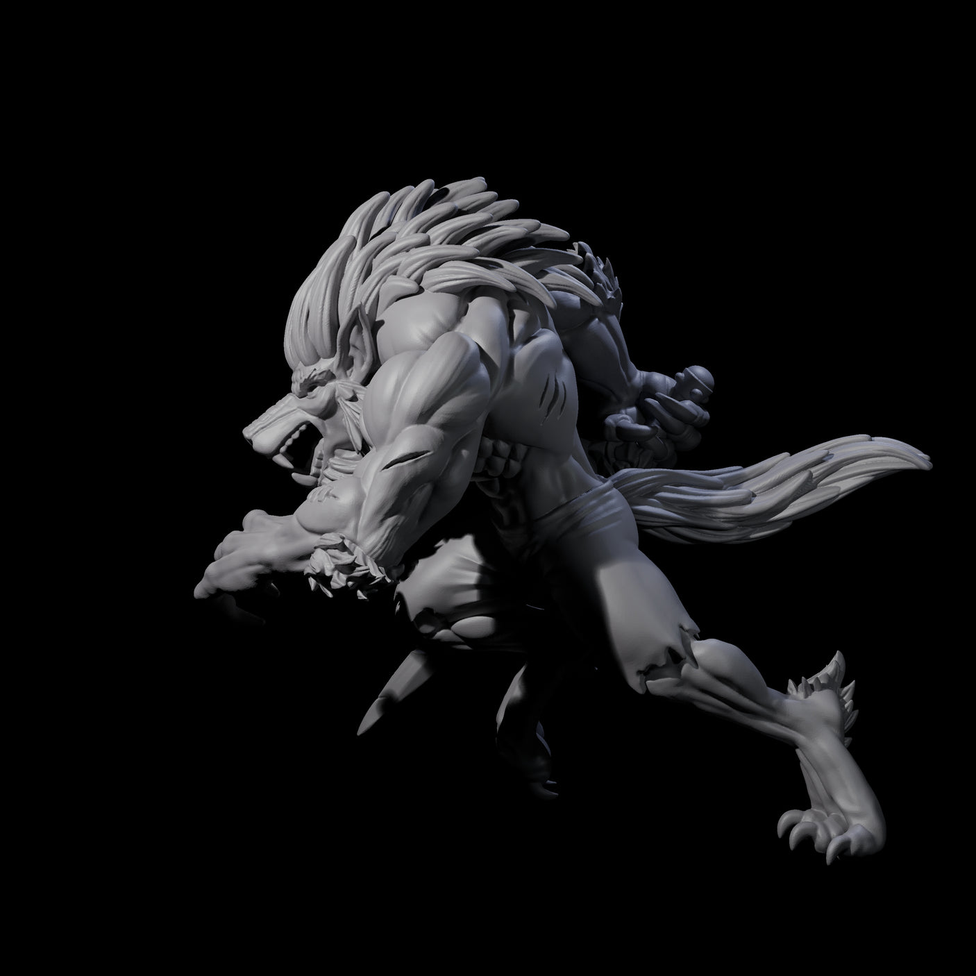 Charging Werewolf Miniature for Dungeons and Dragons, Pathfinder or other TTRPGs
