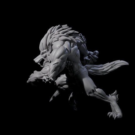 Charging Werewolf Miniature for Dungeons and Dragons, Pathfinder or other TTRPGs