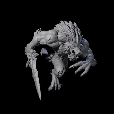 Charging Werewolf Miniature for Dungeons and Dragons, Pathfinder or other TTRPGs