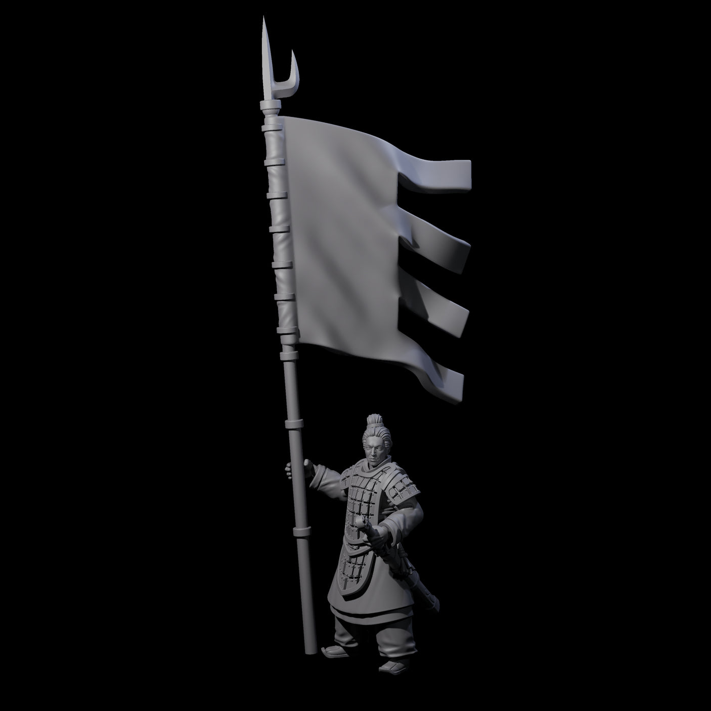 Chinese Brave Flagbearer Miniature for Dungeons and Dragons, Pathfinder or other TTRPGs