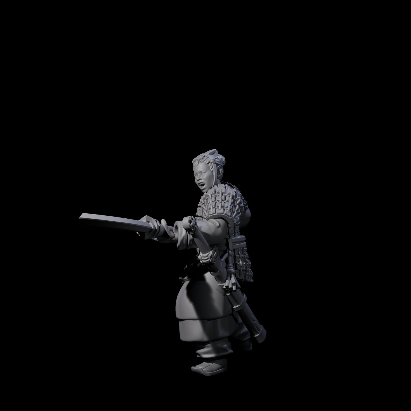 Chinese Terracotta Reaching Polearm Warrior B Miniature for Dungeons and Dragons, Pathfinder or other TTRPGs