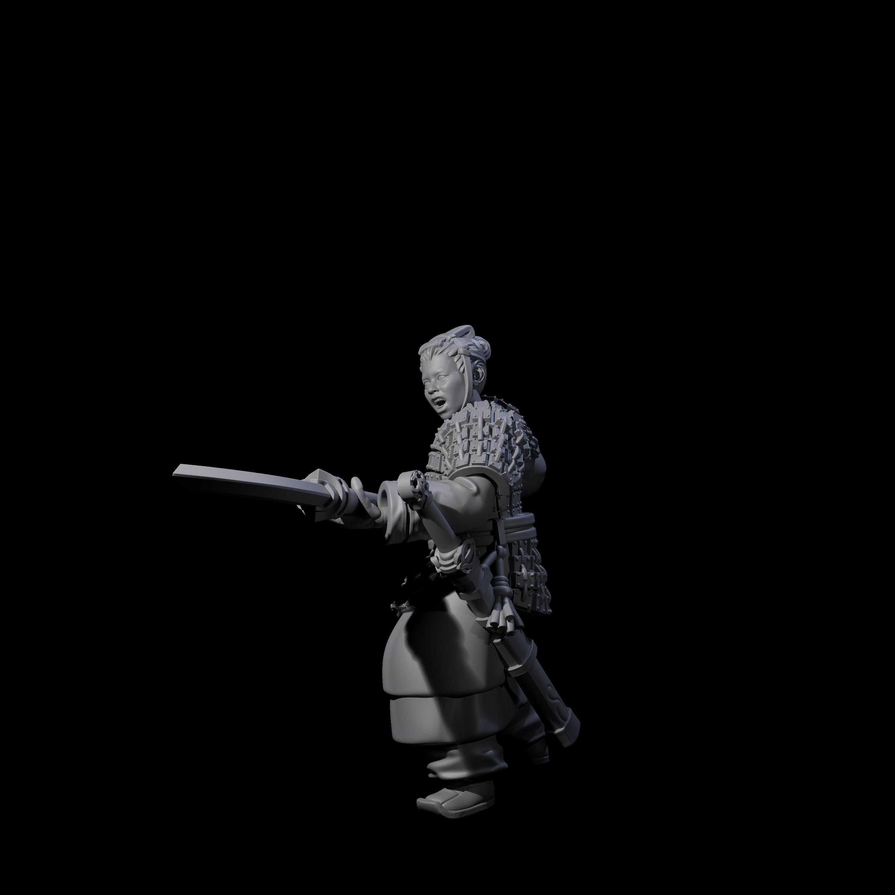 Chinese Terracotta Reaching Polearm Warrior B Miniature for Dungeons and Dragons, Pathfinder or other TTRPGs