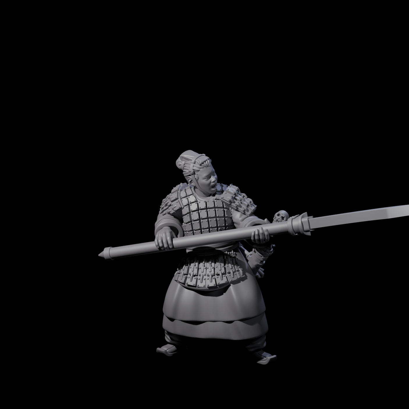 Chinese Terracotta Reaching Polearm Warrior B Miniature for Dungeons and Dragons, Pathfinder or other TTRPGs