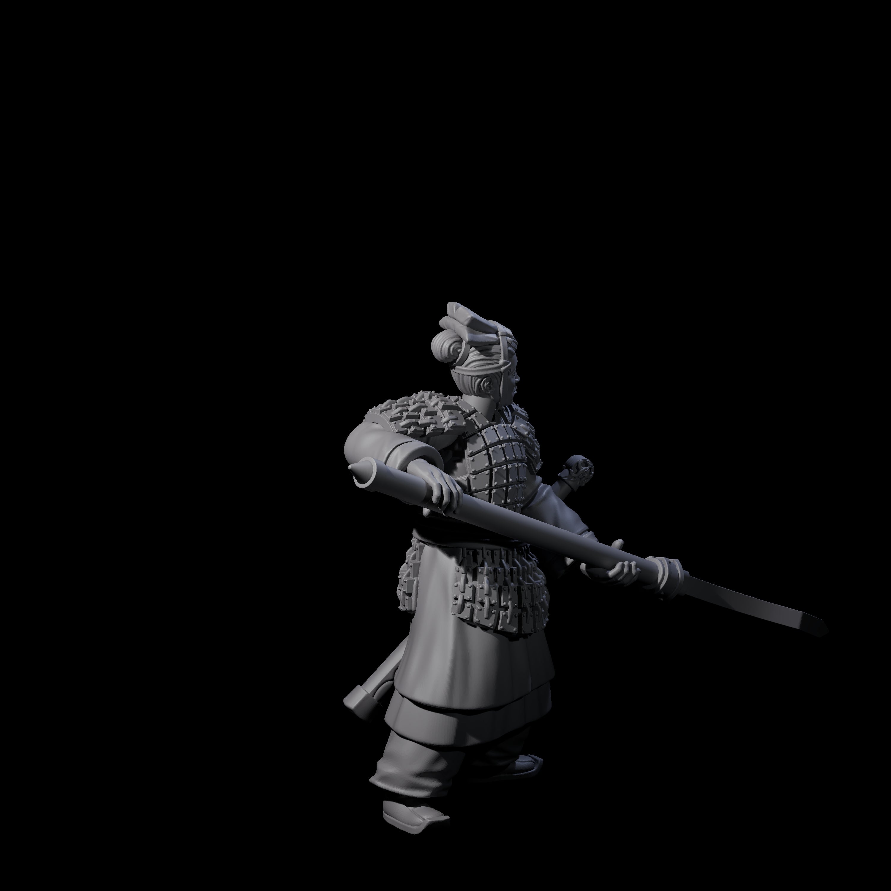 Chinese Terracotta Reaching Polearm Warrior C Miniature for Dungeons and Dragons, Pathfinder or other TTRPGs
