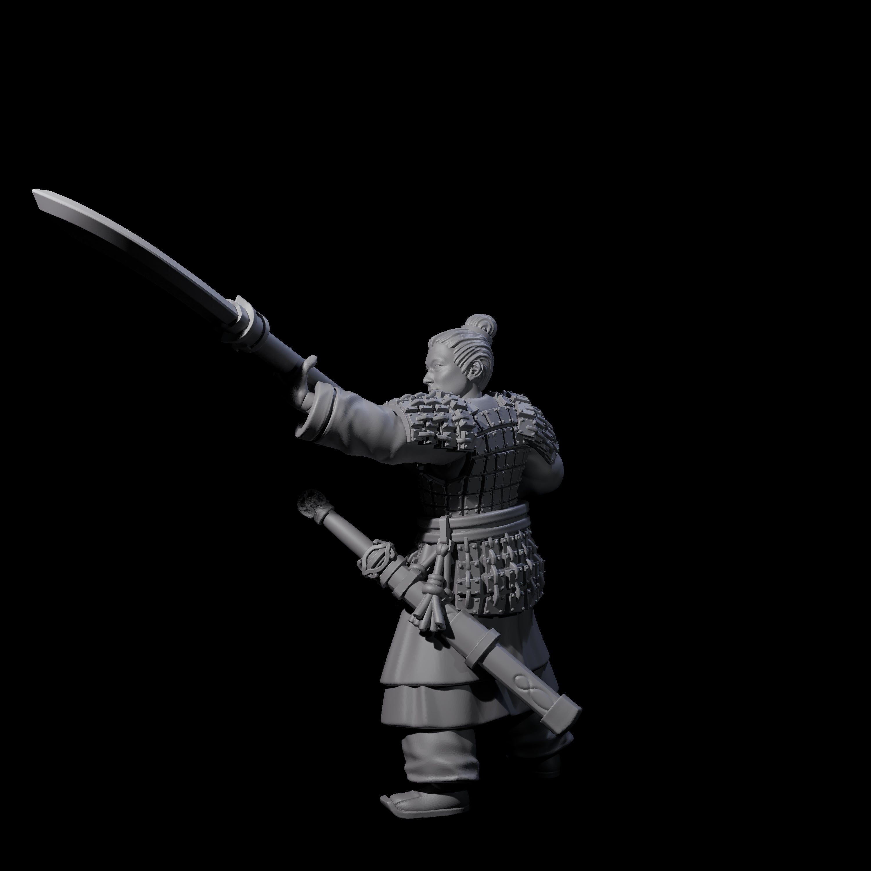 Chinese Terracotta Reaching Polearm Warrior E Miniature for Dungeons and Dragons, Pathfinder or other TTRPGs