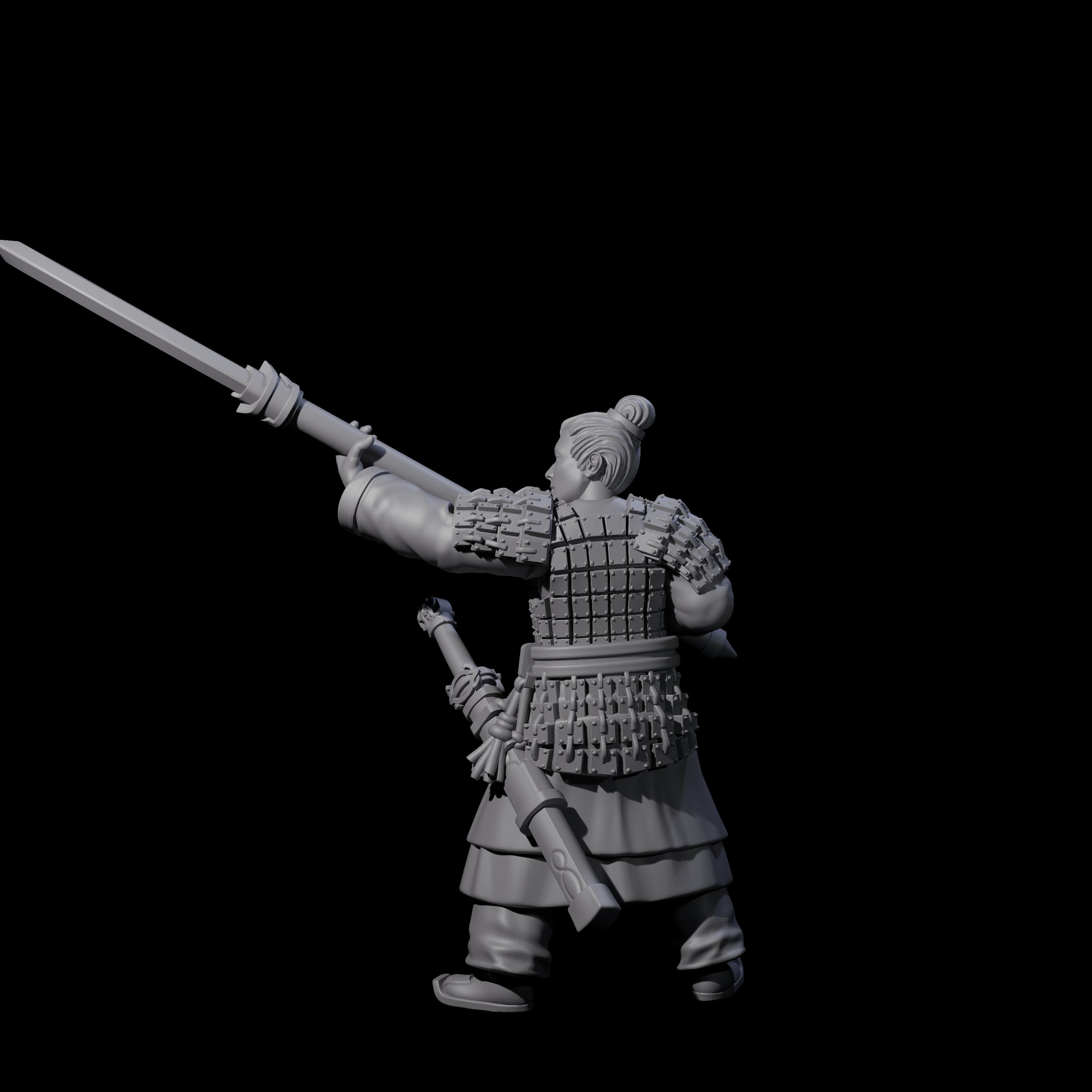 Chinese Terracotta Reaching Polearm Warrior E Miniature for Dungeons and Dragons, Pathfinder or other TTRPGs