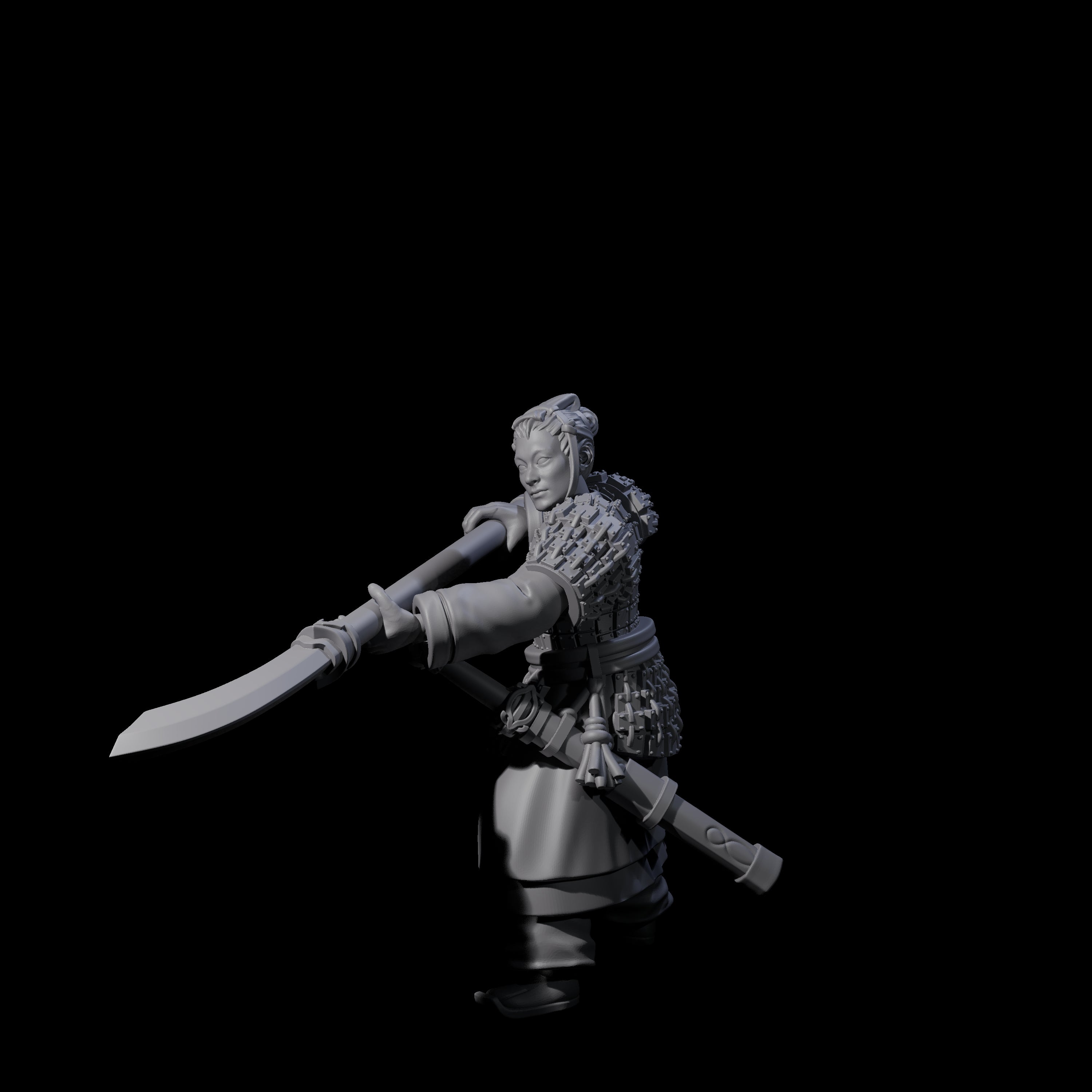 Chinese Terracotta Reaching Polearm Warrior F Miniature for Dungeons and Dragons, Pathfinder or other TTRPGs