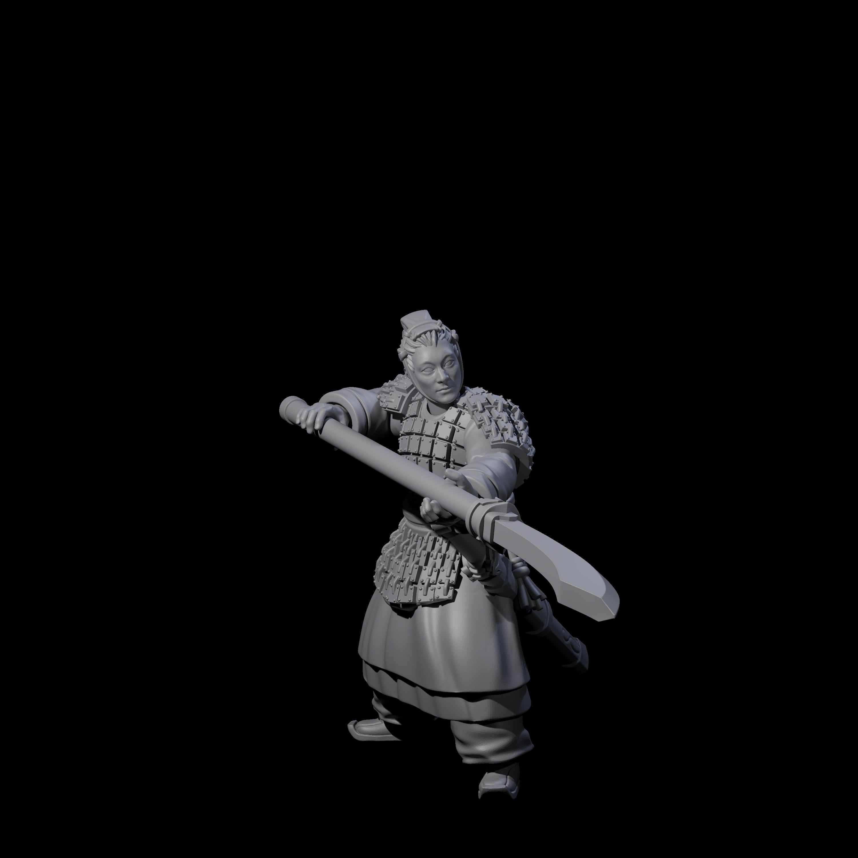 Chinese Terracotta Reaching Polearm Warrior F Miniature for Dungeons and Dragons, Pathfinder or other TTRPGs