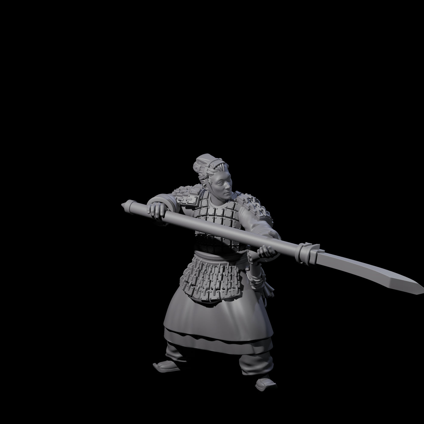 Chinese Terracotta Reaching Polearm Warrior F Miniature for Dungeons and Dragons, Pathfinder or other TTRPGs