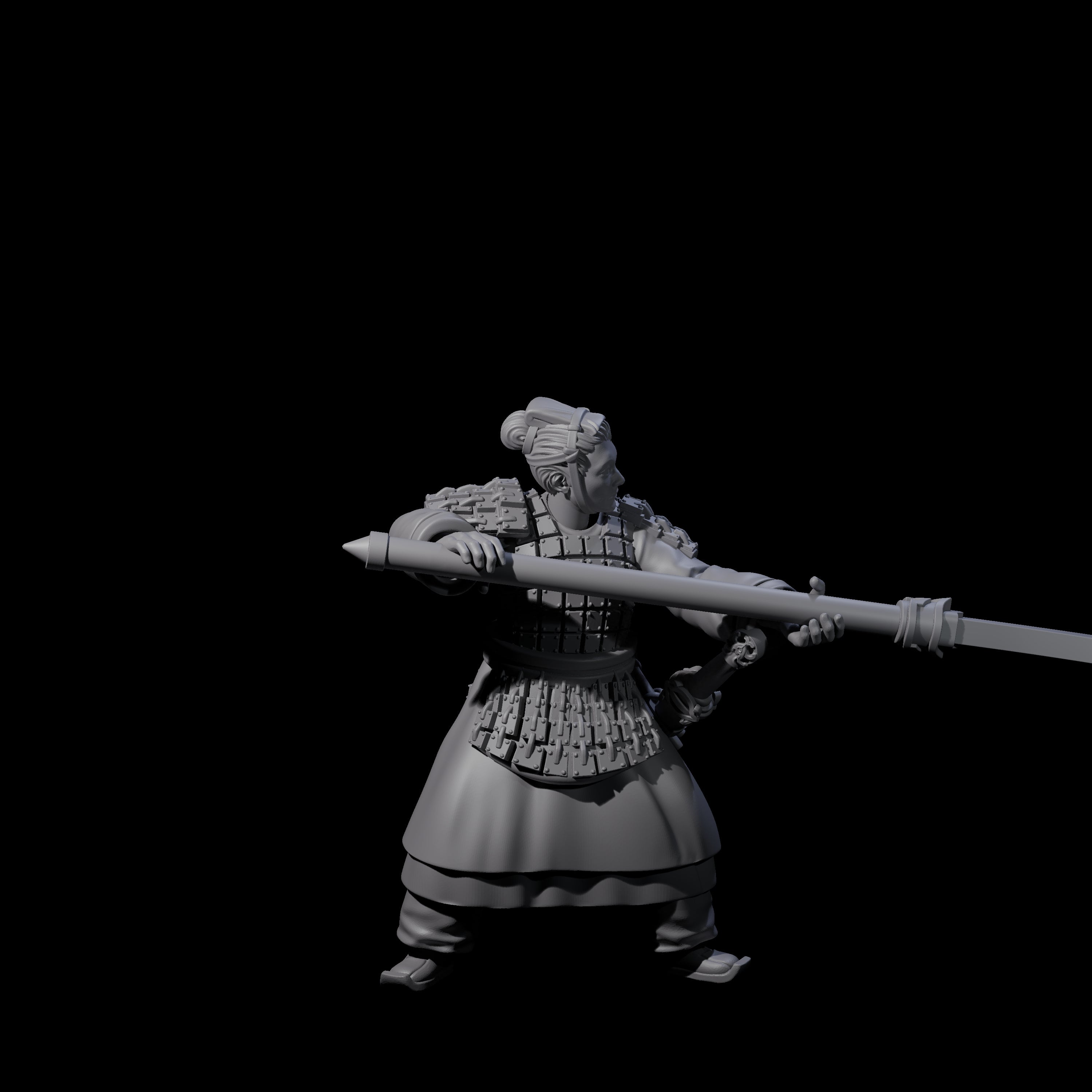 Chinese Terracotta Reaching Polearm Warrior F Miniature for Dungeons and Dragons, Pathfinder or other TTRPGs