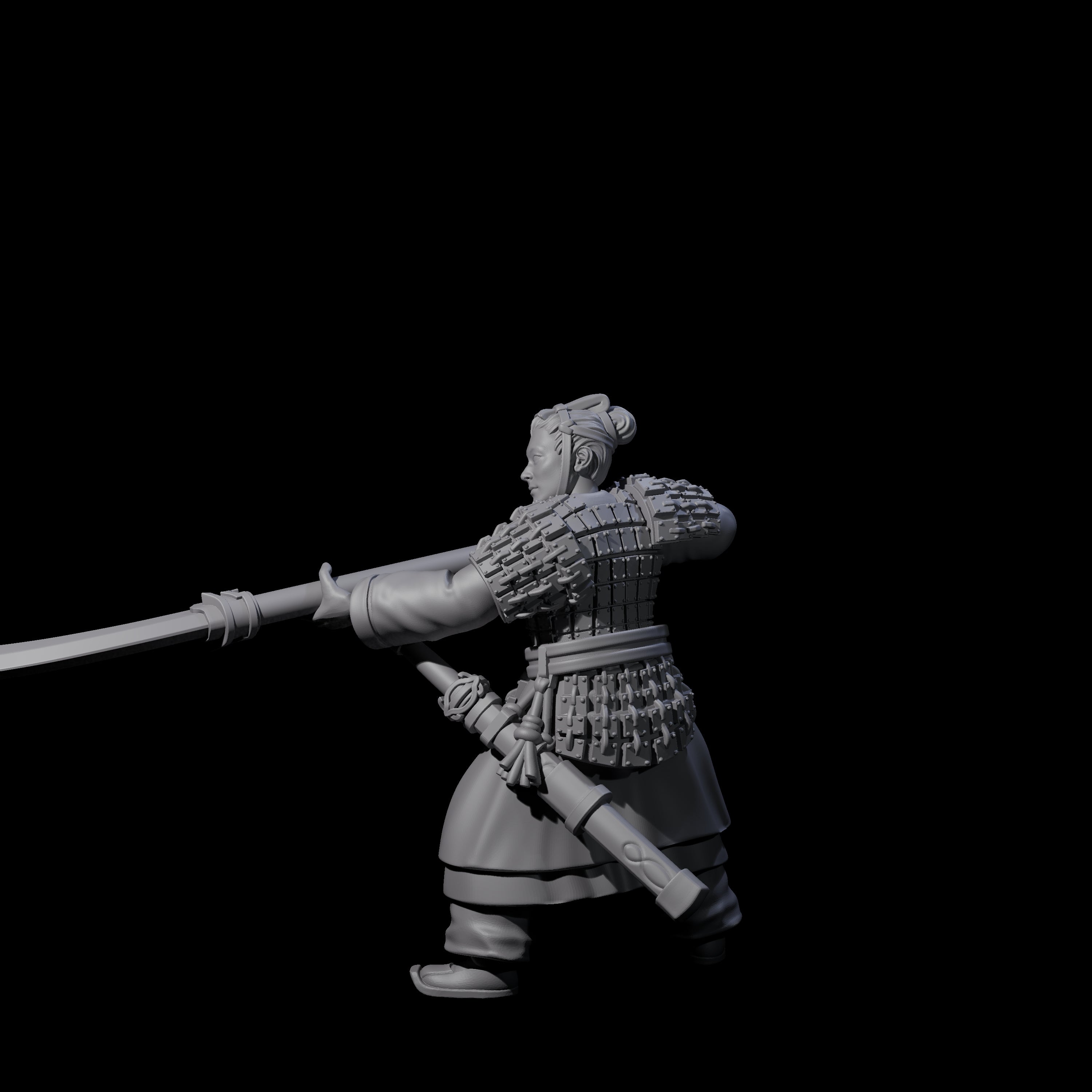 Chinese Terracotta Reaching Polearm Warrior F Miniature for Dungeons and Dragons, Pathfinder or other TTRPGs