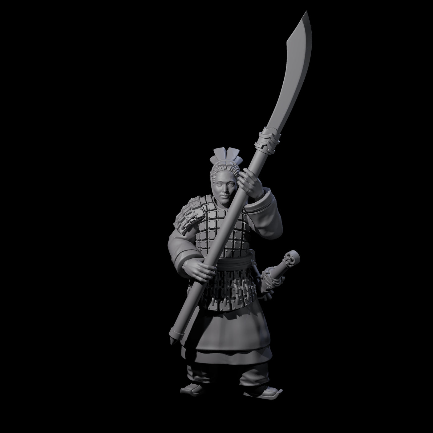 Chinese Terracotta Reaching Polearm Warrior I Miniature for Dungeons and Dragons, Pathfinder or other TTRPGs