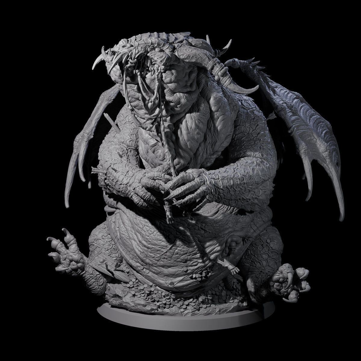 Chomping Fat Dragon Miniature for Dungeons and Dragons, Pathfinder or other TTRPGs