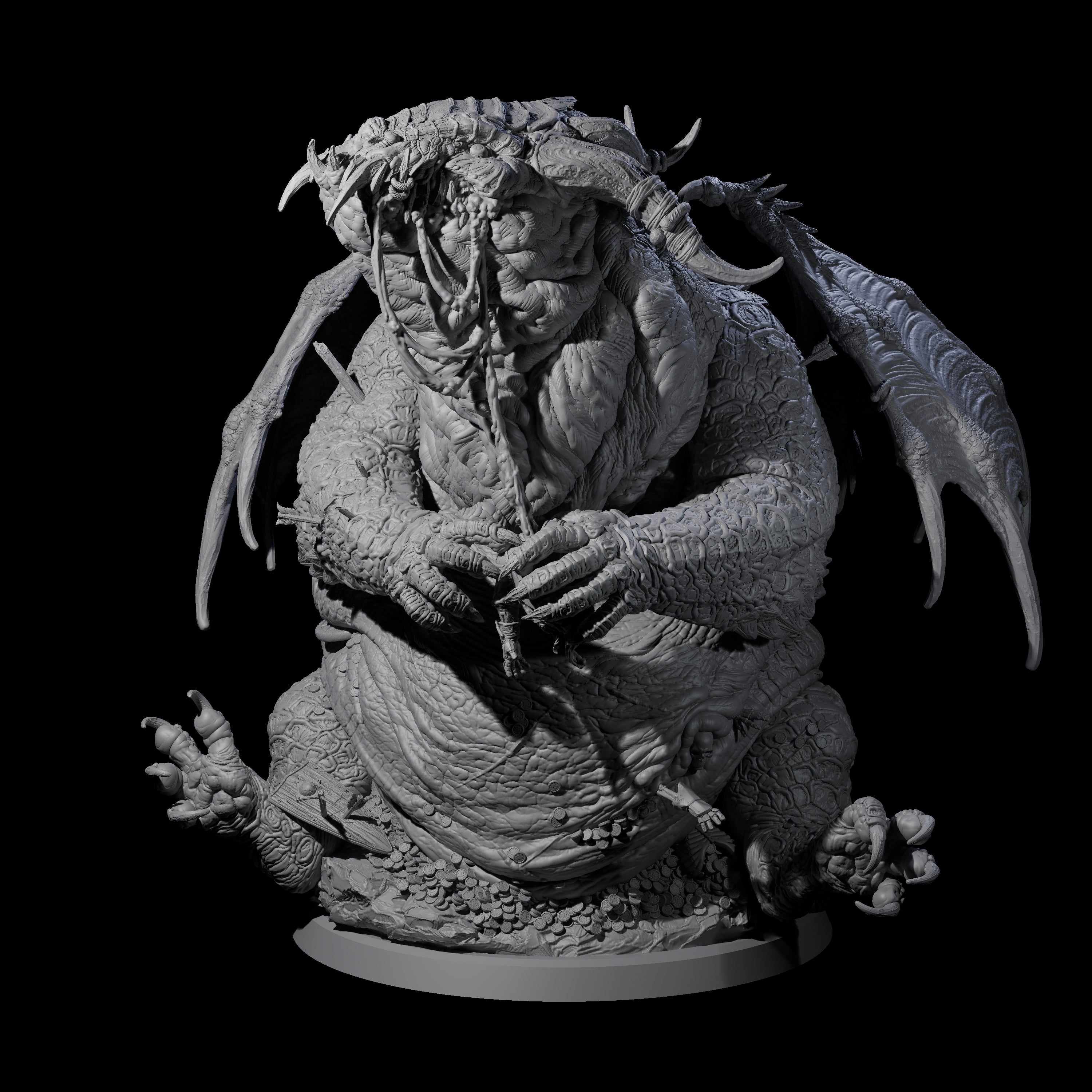 Chomping Fat Dragon Miniature for Dungeons and Dragons, Pathfinder or other TTRPGs