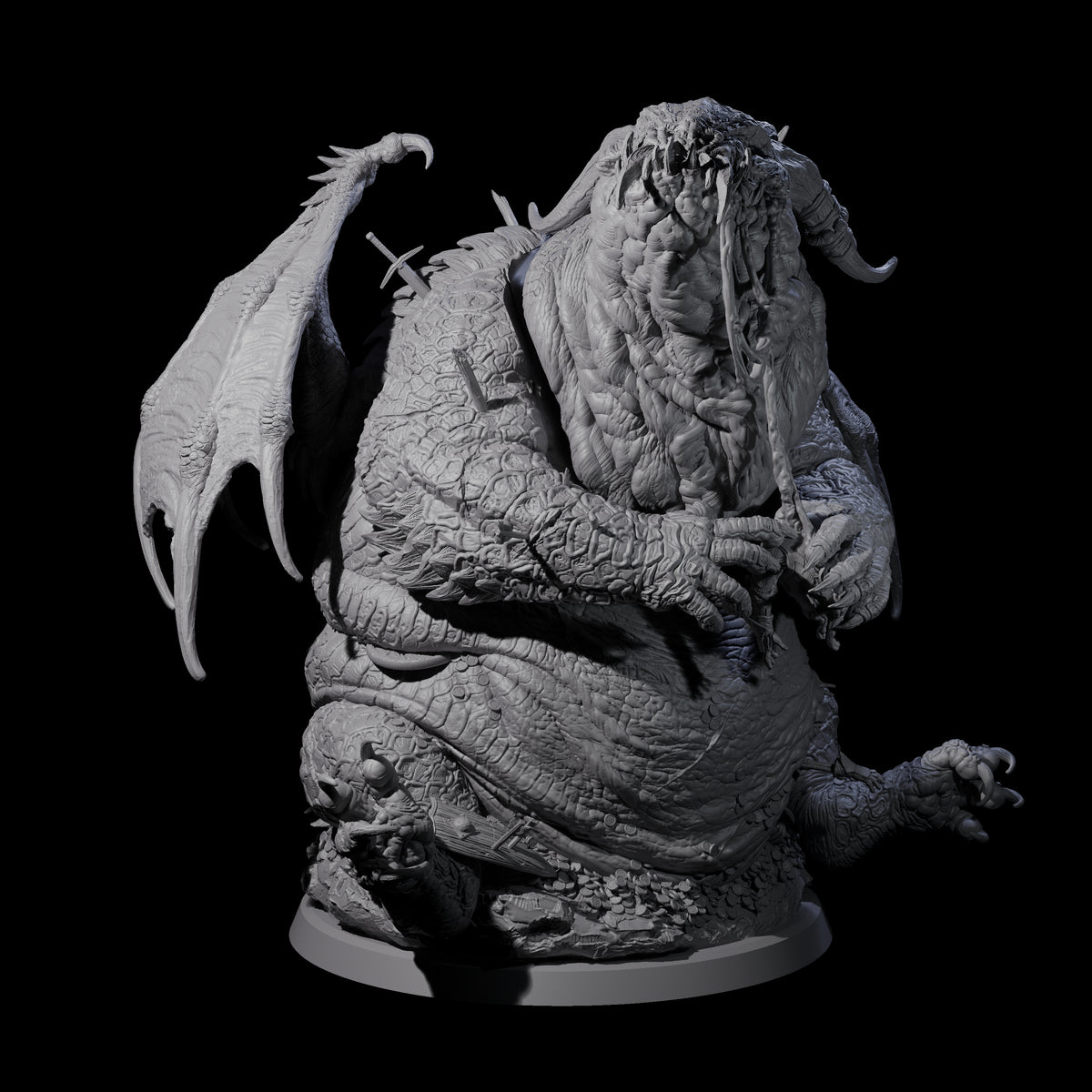 Chomping Fat Dragon Miniature for Dungeons and Dragons, Pathfinder or other TTRPGs