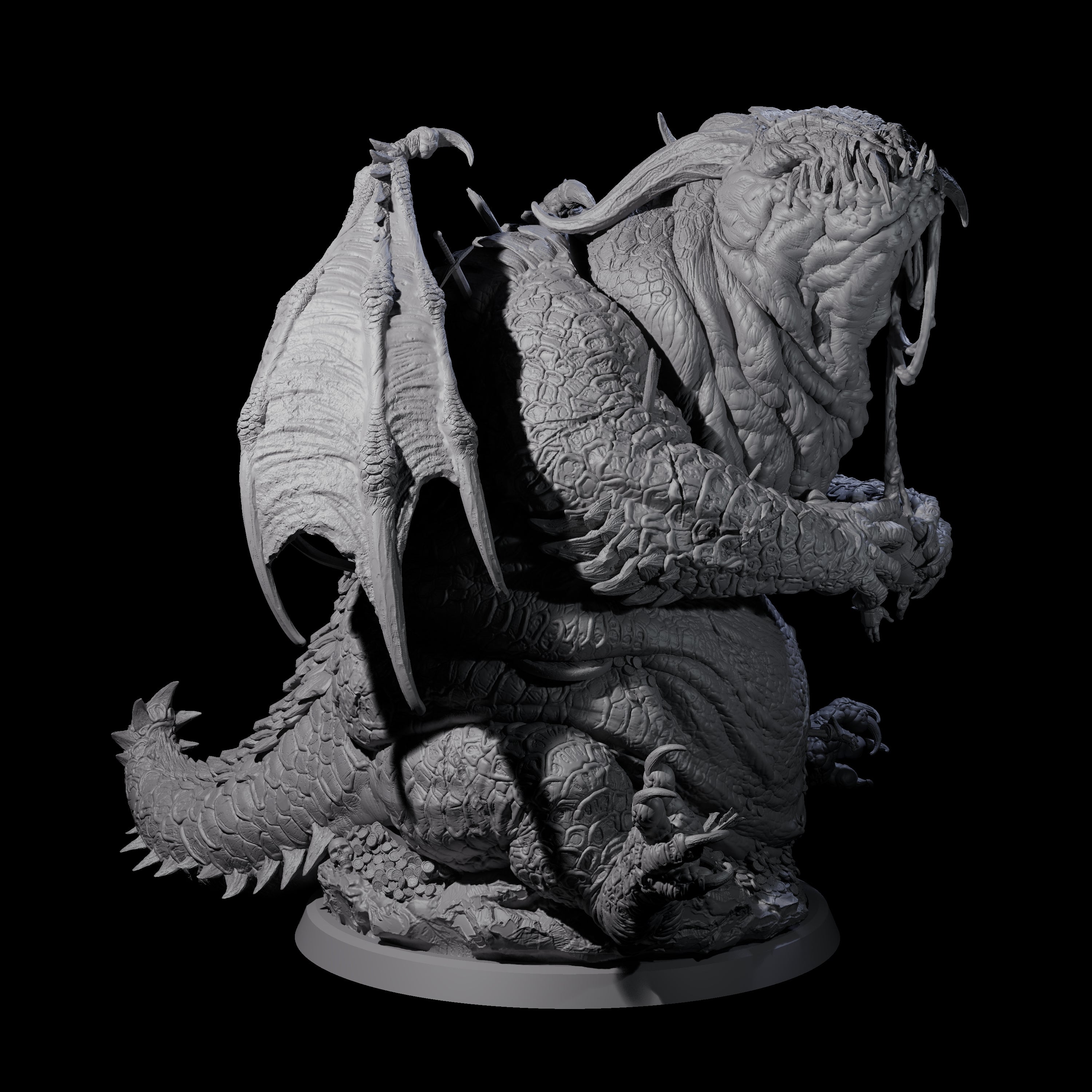 Chomping Fat Dragon Miniature for Dungeons and Dragons, Pathfinder or other TTRPGs