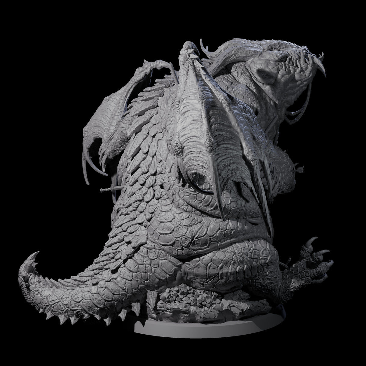 Chomping Fat Dragon Miniature for Dungeons and Dragons, Pathfinder or other TTRPGs