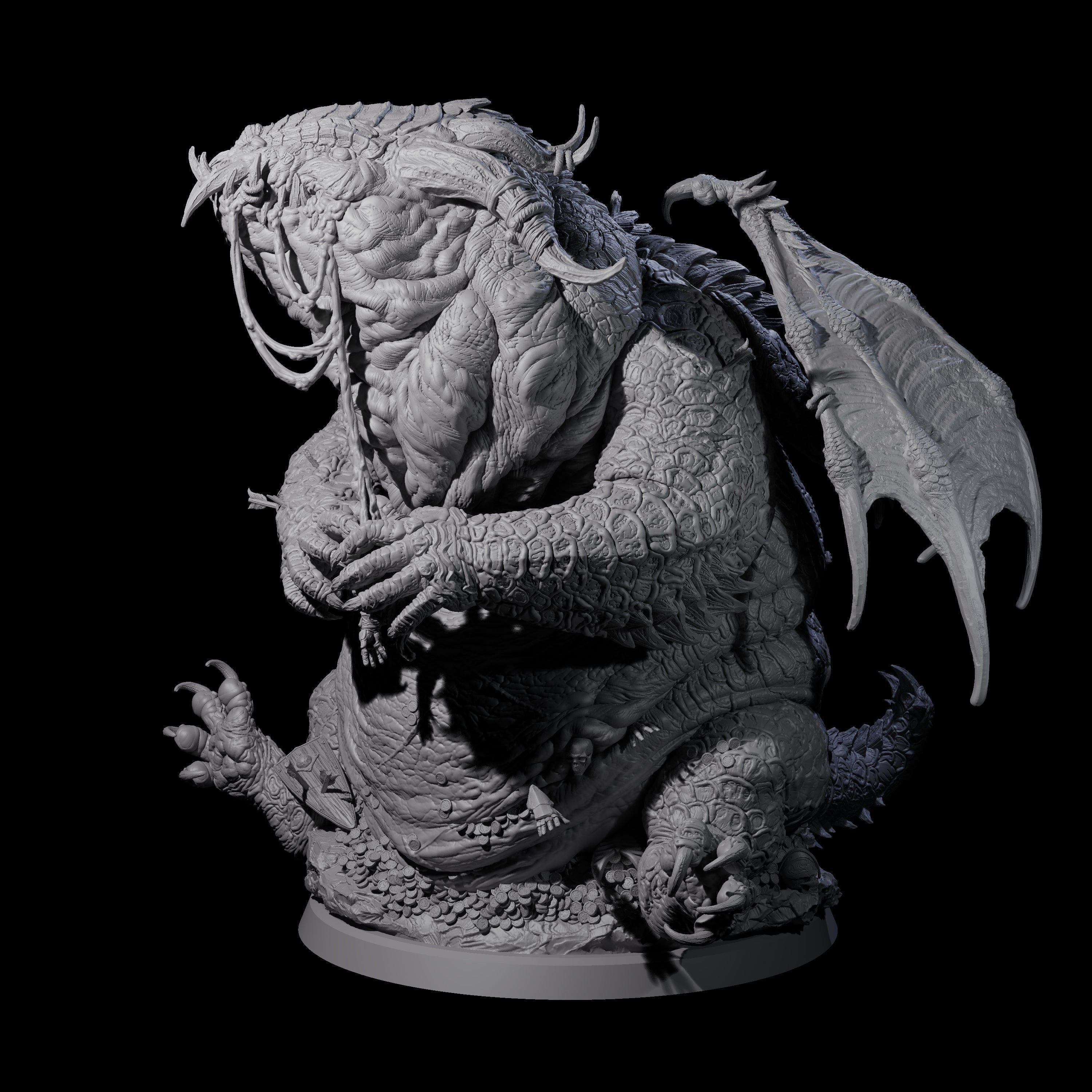 Chomping Fat Dragon Miniature for Dungeons and Dragons, Pathfinder or other TTRPGs