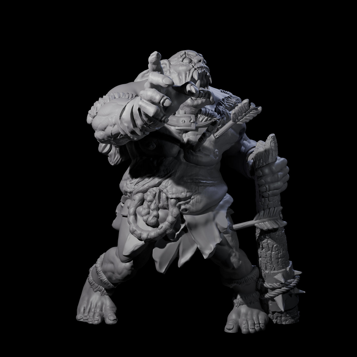 Chomping Zombie Ogre Miniature for Dungeons and Dragons, Pathfinder or other TTRPGs
