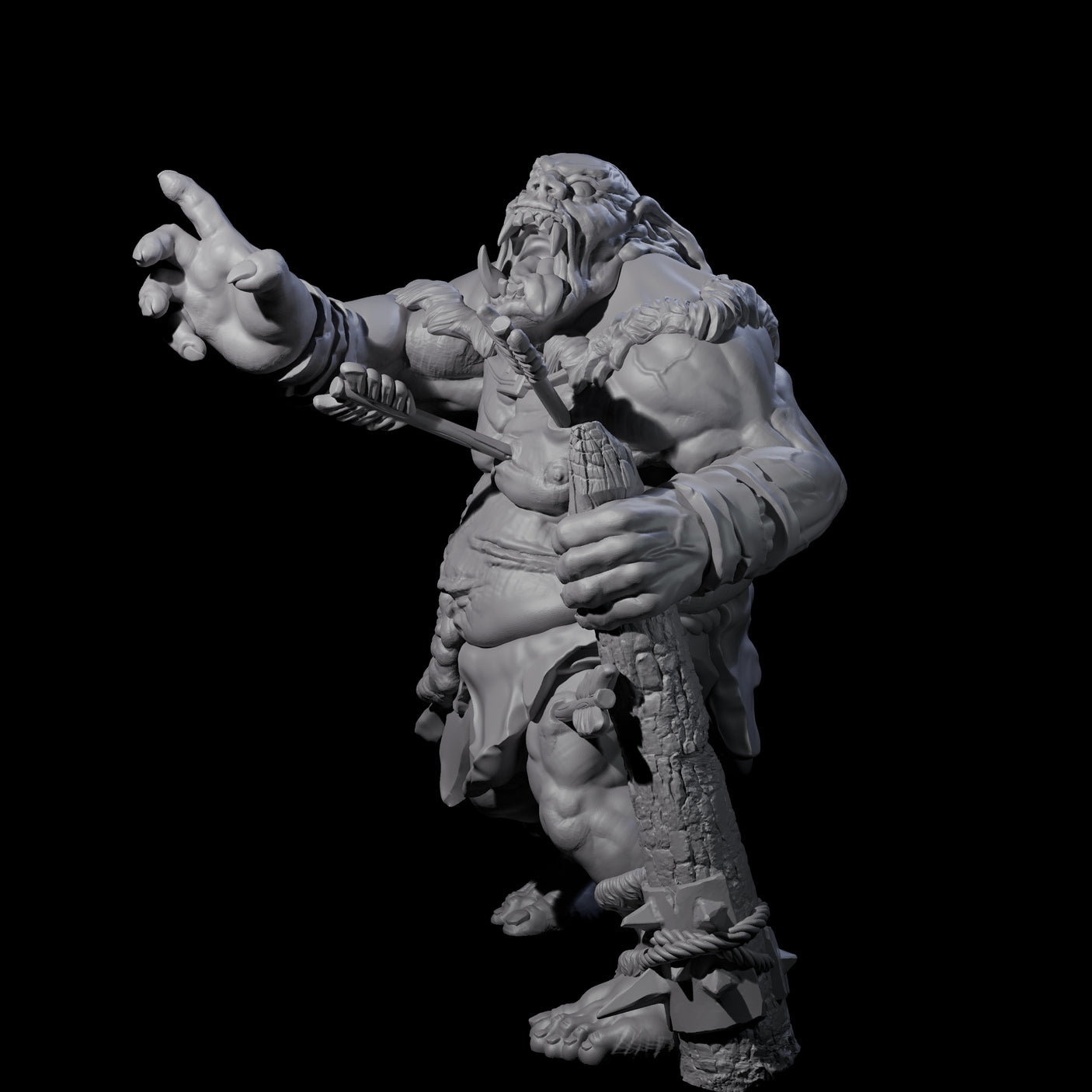 Chomping Zombie Ogre Miniature for Dungeons and Dragons, Pathfinder or other TTRPGs