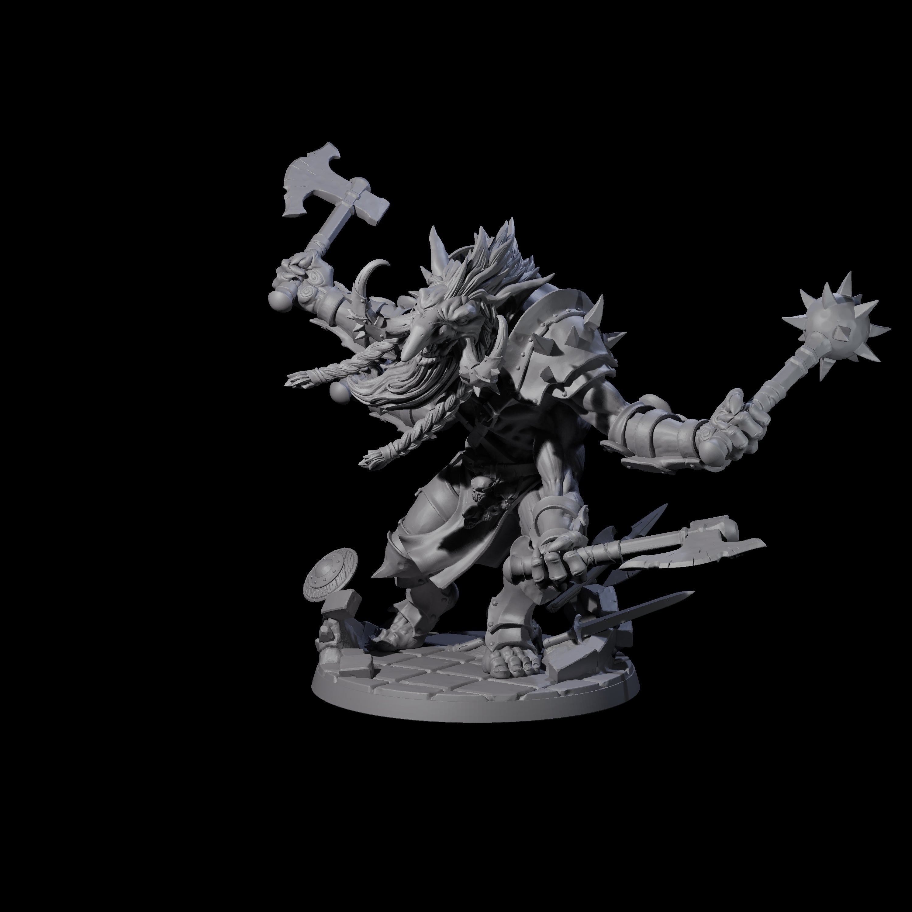 Chopping Four Armed Troll Miniature for Dungeons and Dragons, Pathfinder or other TTRPGs