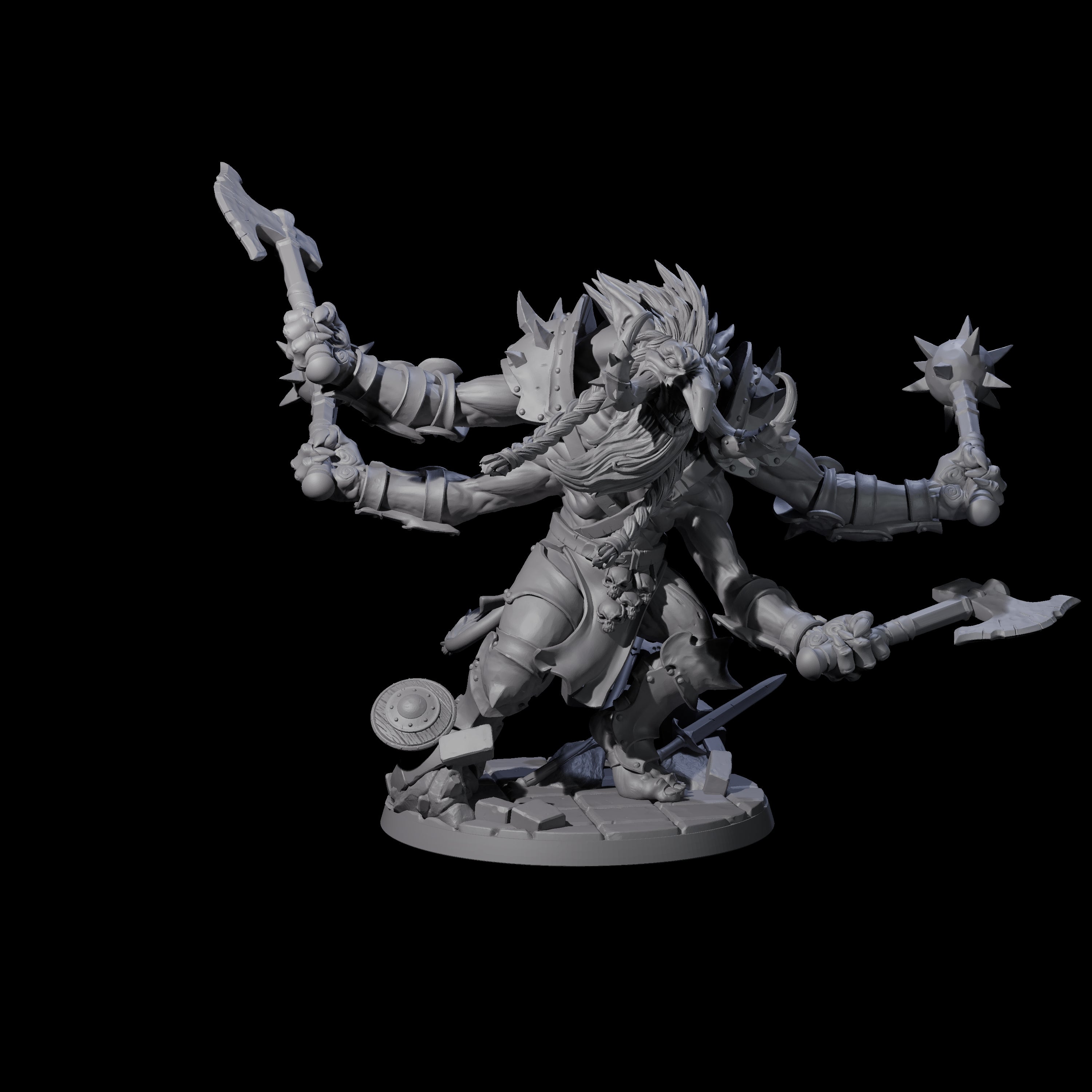 Chopping Four Armed Troll Miniature for Dungeons and Dragons, Pathfinder or other TTRPGs