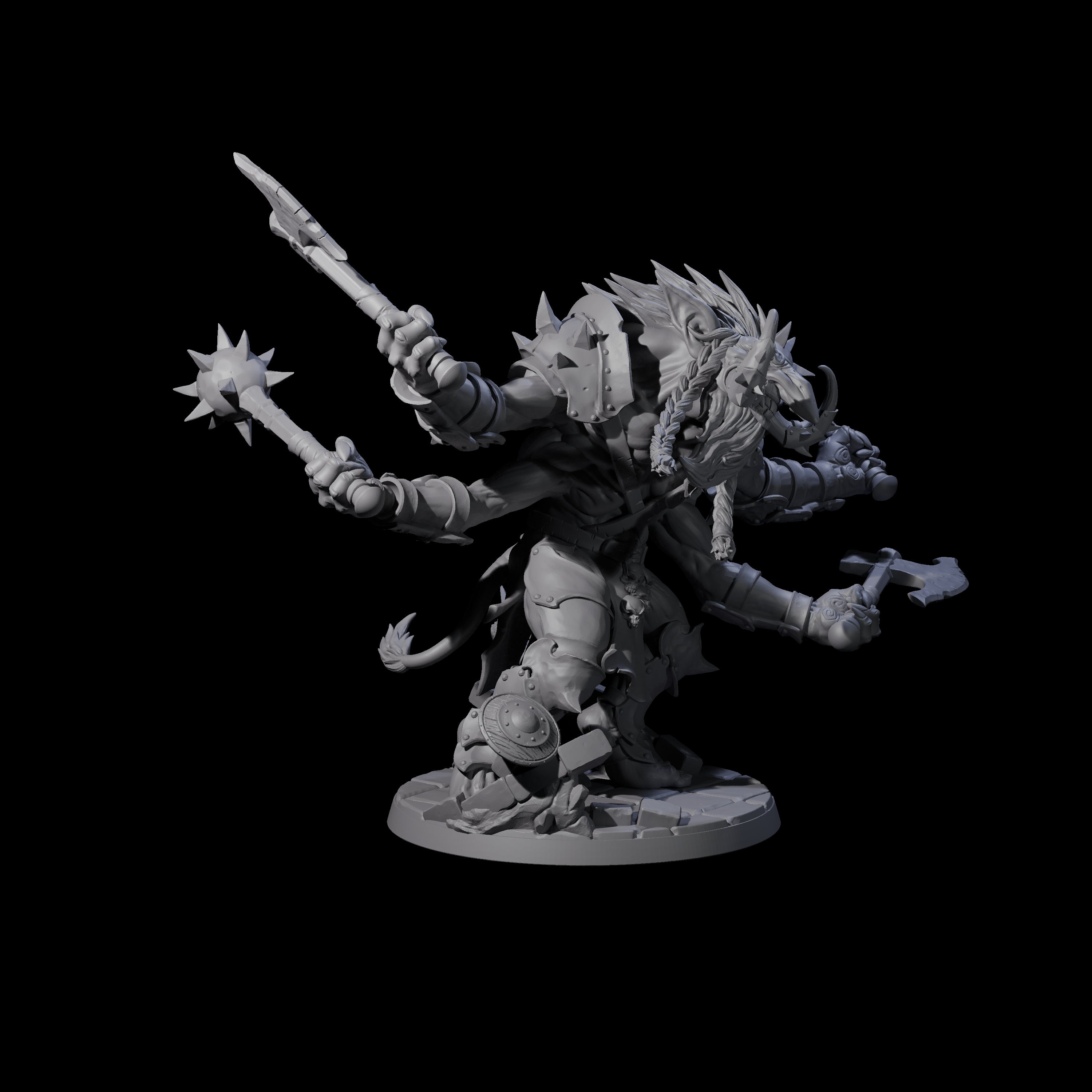 Chopping Four Armed Troll Miniature for Dungeons and Dragons, Pathfinder or other TTRPGs