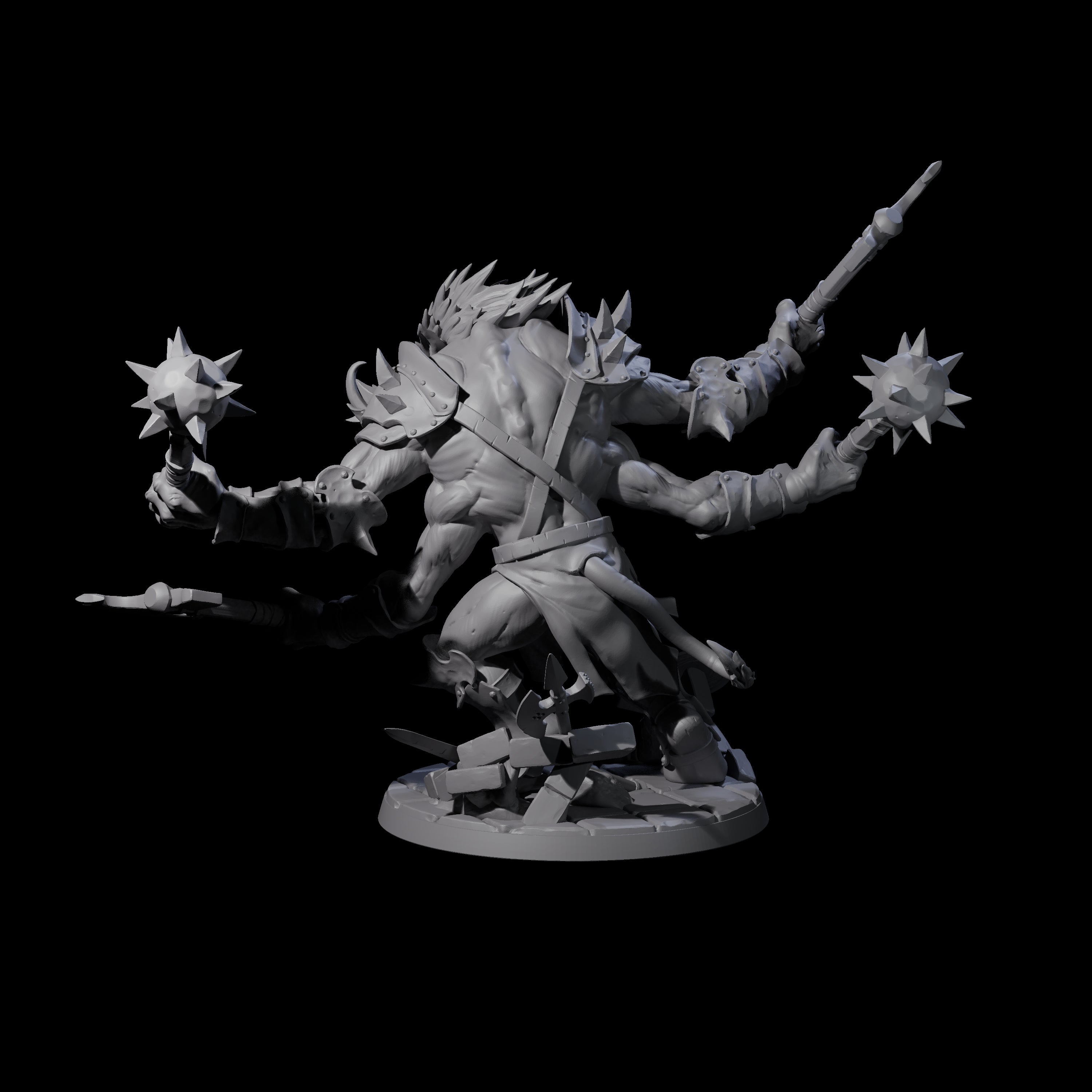 Chopping Four Armed Troll Miniature for Dungeons and Dragons, Pathfinder or other TTRPGs