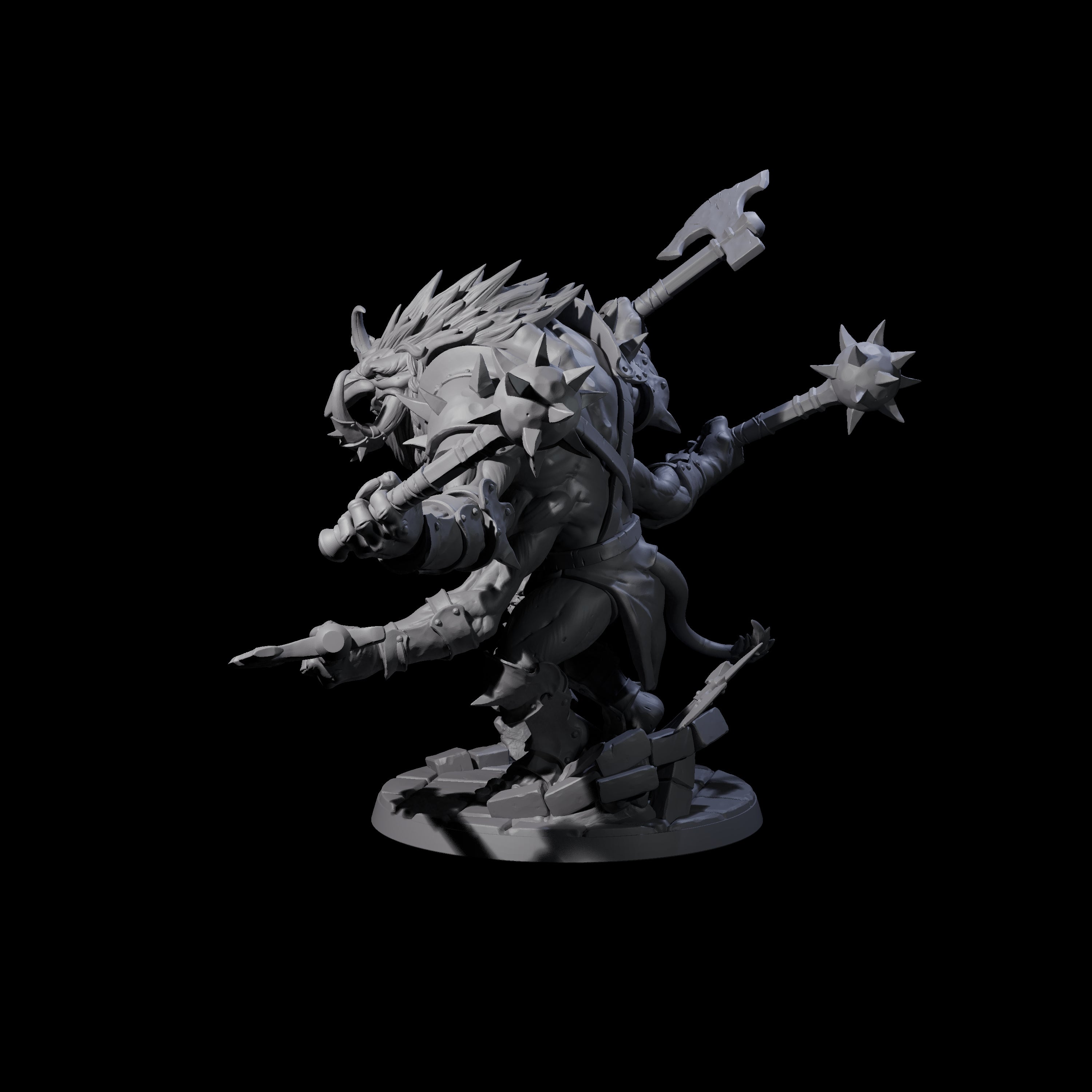 Chopping Four Armed Troll Miniature for Dungeons and Dragons, Pathfinder or other TTRPGs