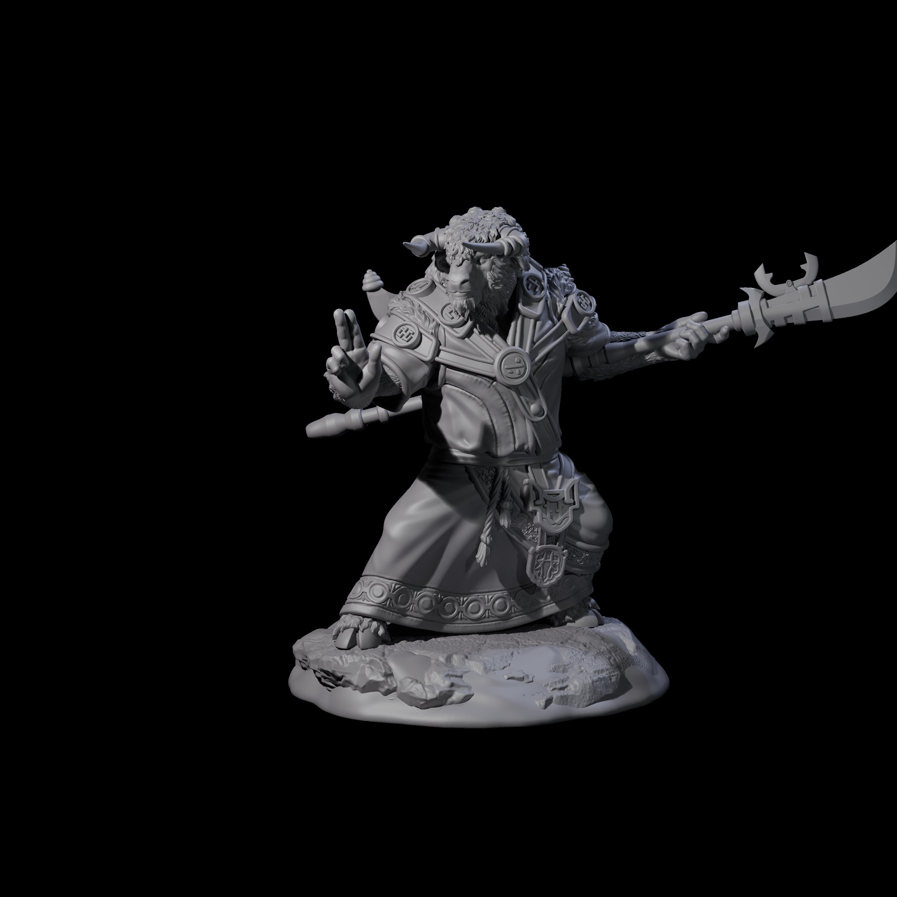 Civilised Yakfolk B Miniature for Dungeons and Dragons, Pathfinder or other TTRPGs