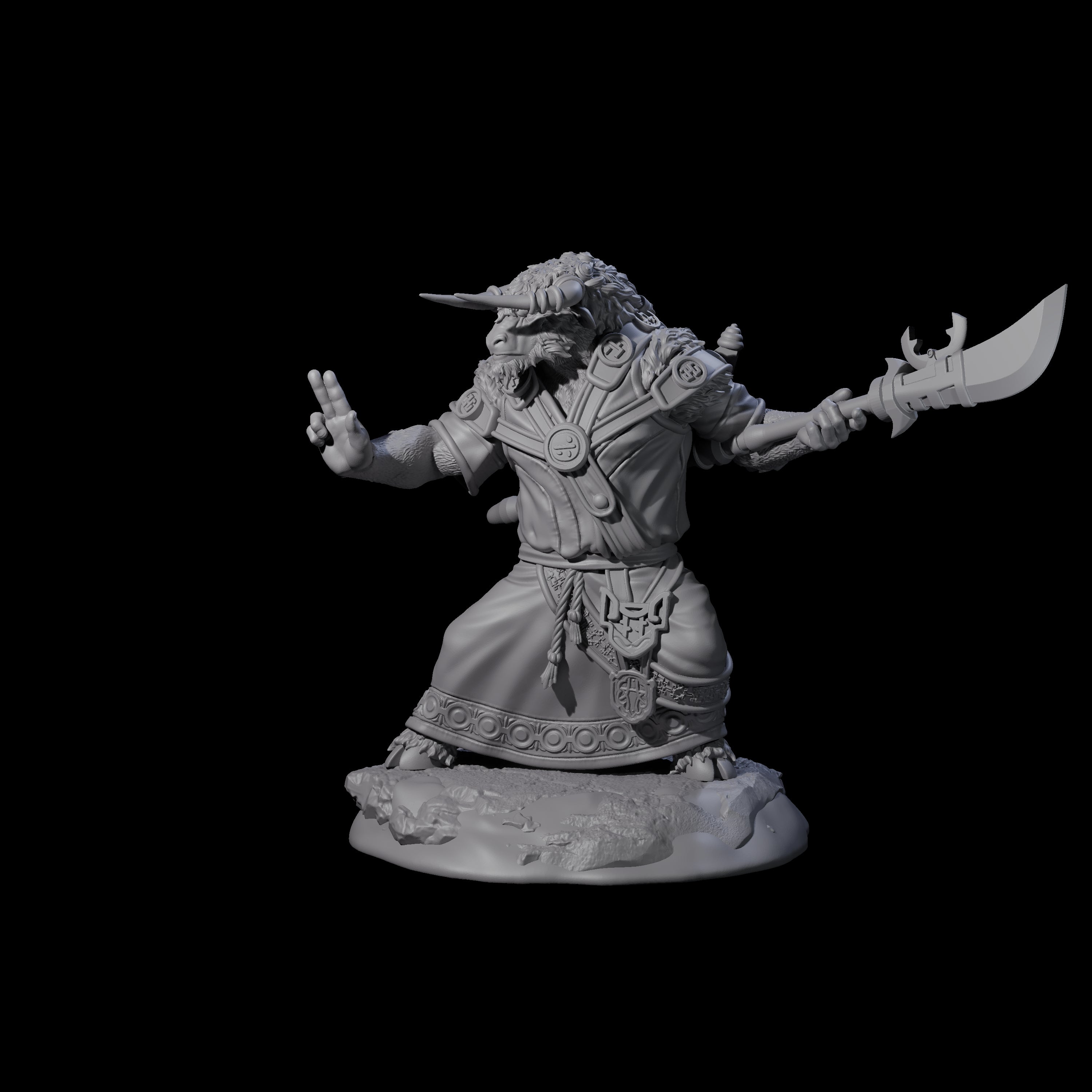 Civilised Yakfolk B Miniature for Dungeons and Dragons, Pathfinder or other TTRPGs
