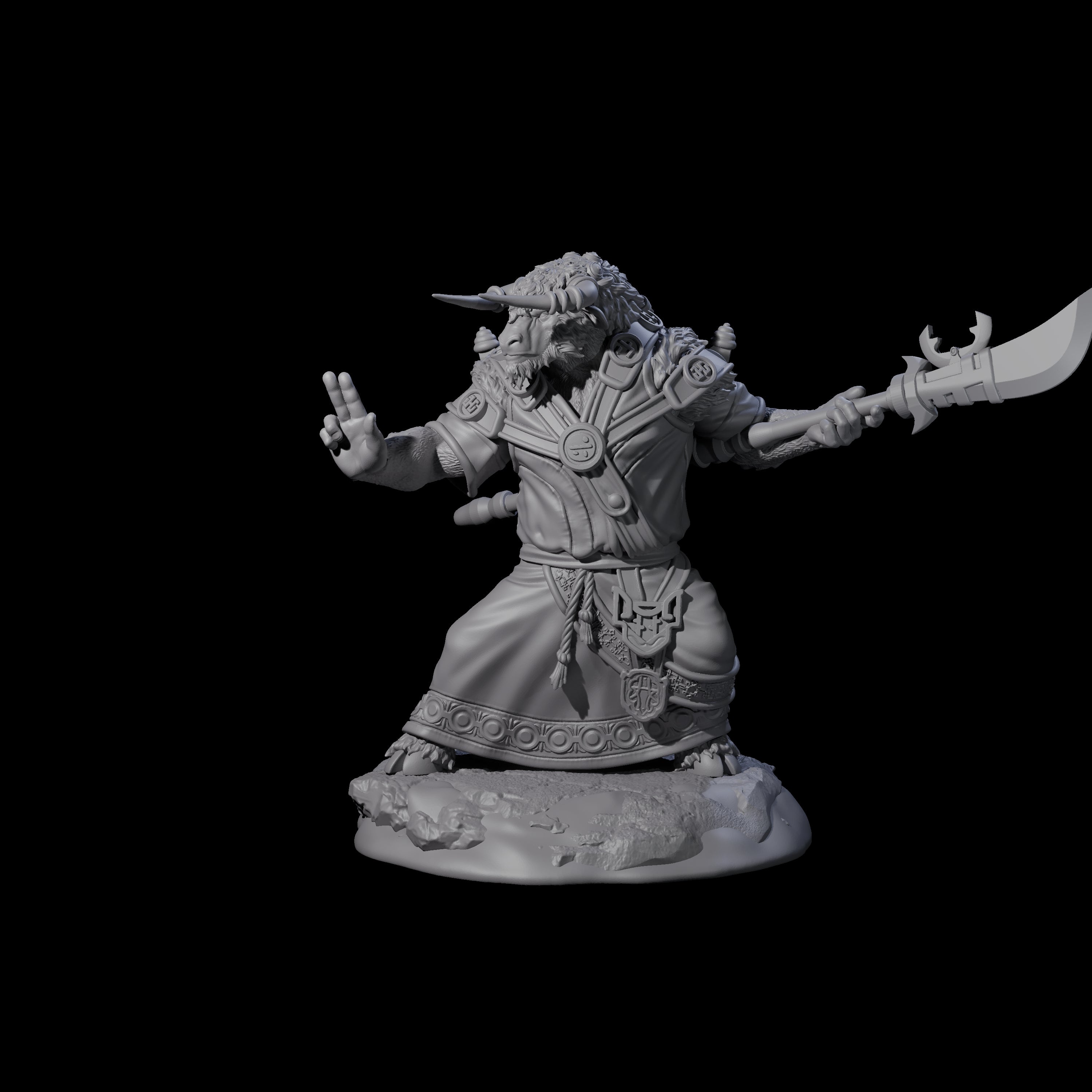 Civilised Yakfolk B Miniature for Dungeons and Dragons, Pathfinder or other TTRPGs