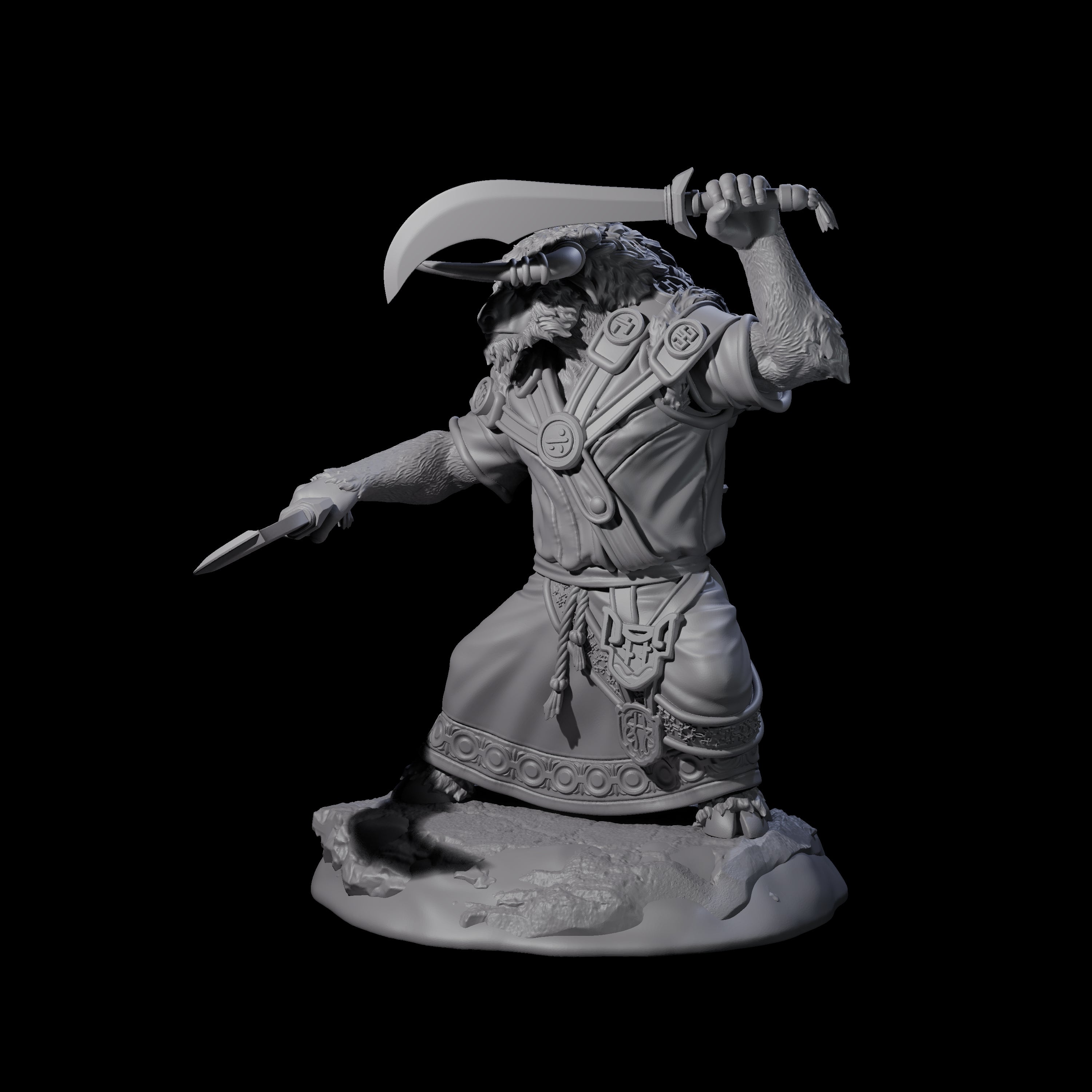 Civilised Yakfolk C Miniature for Dungeons and Dragons, Pathfinder or other TTRPGs