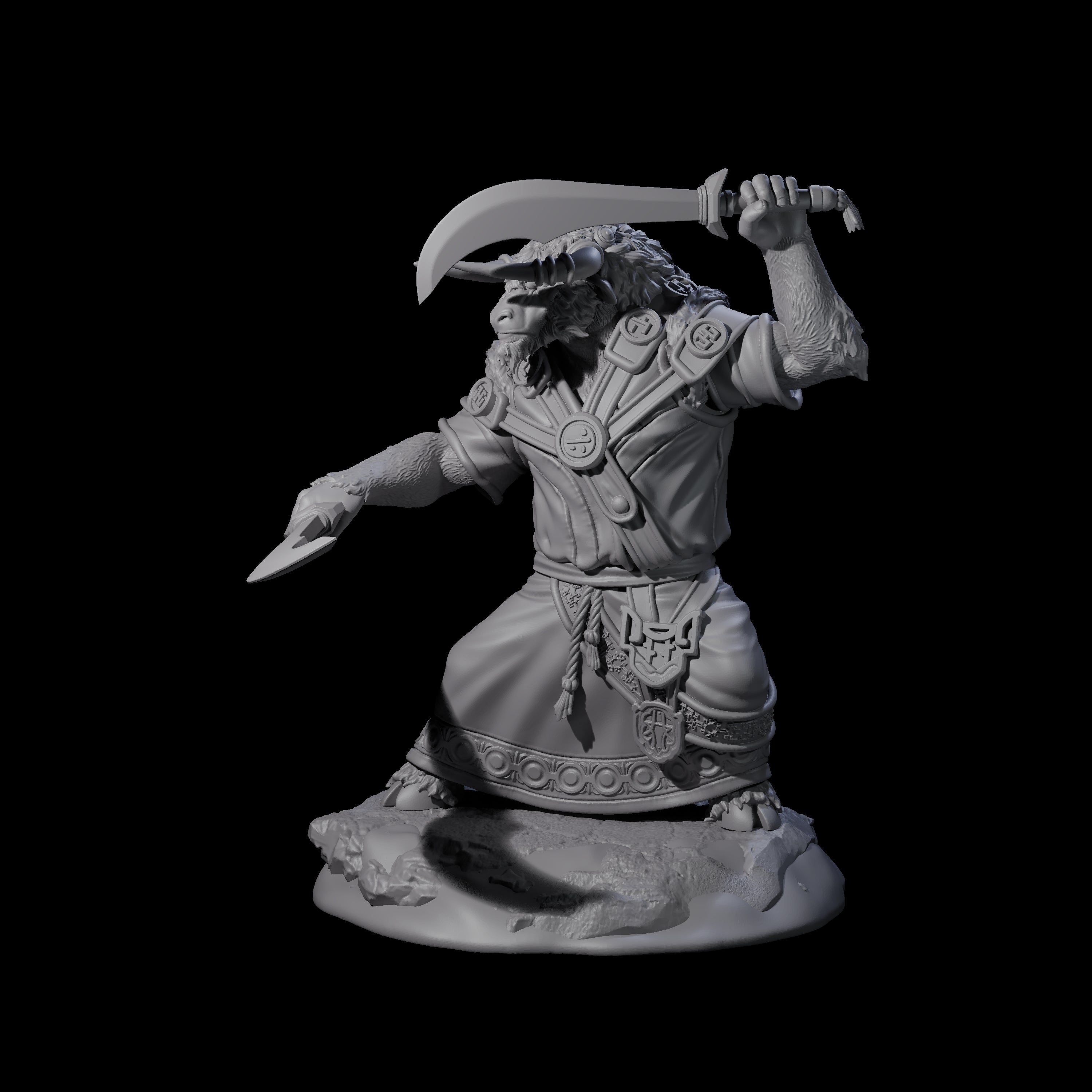 Civilised Yakfolk C Miniature for Dungeons and Dragons, Pathfinder or other TTRPGs